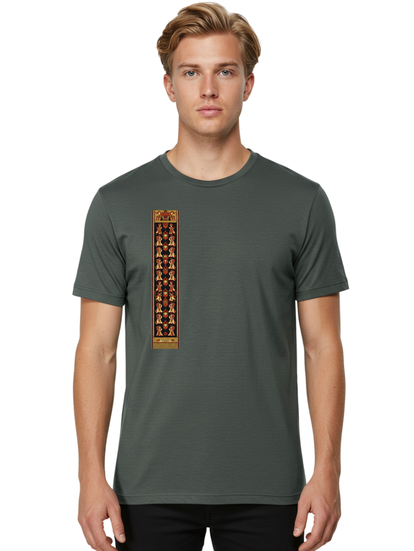 Egyptian-Hieroglyphic-Border Men'S Graphic Tee, 100% Cotton, Comfortable Casual Summer Wear, Machine Washable, Vintage Camera, Old Camera, Antique Camera, Black Camera, Classic Photography, Photography Equipment, Nostalgic Device, Film Camera, Bag423