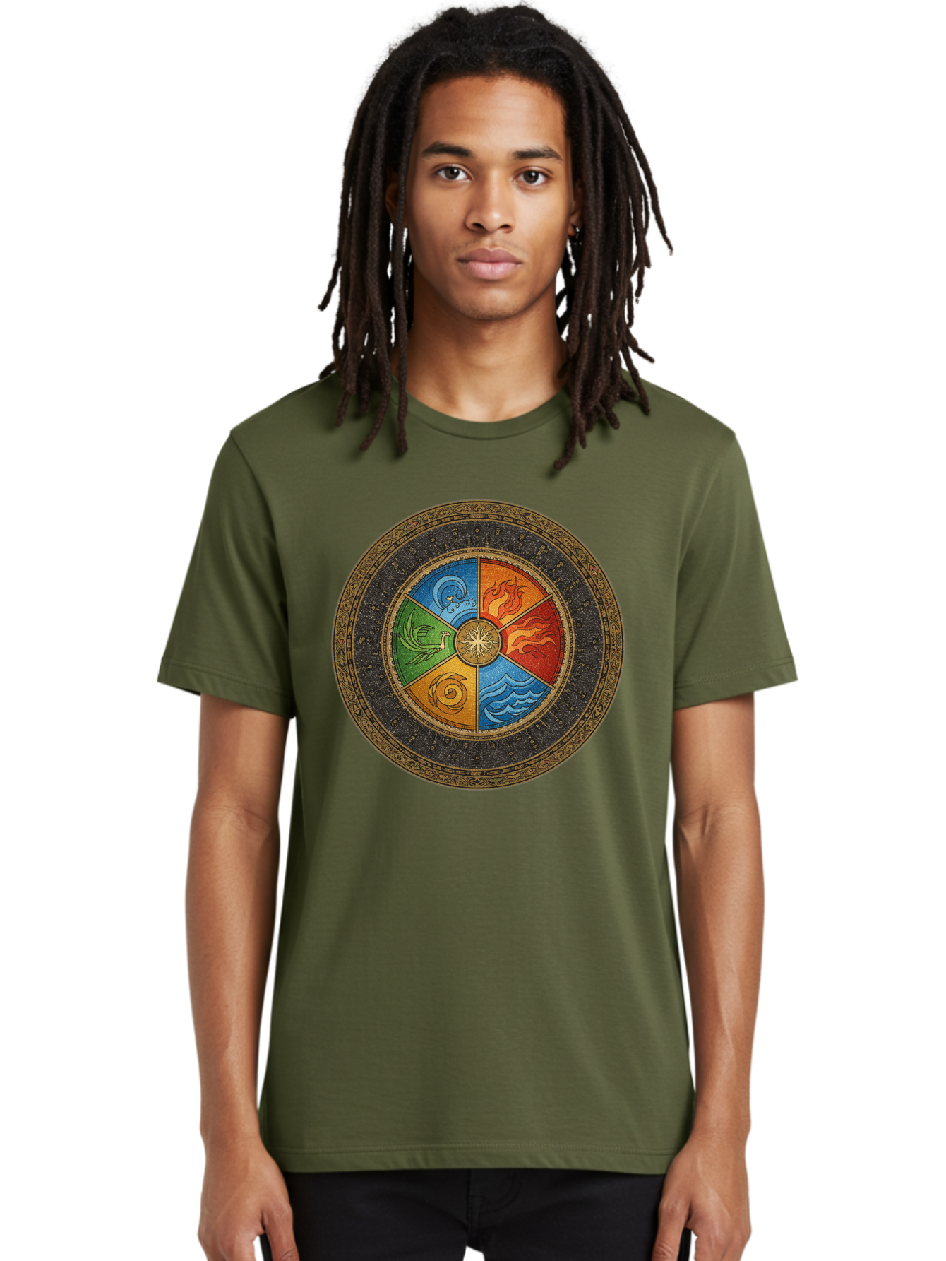 Five-Elements-Circle Men'S Graphic Tee, 100% Cotton, Comfortable Casual Summer Wear, Machine Washable, Vintage Camera, Old Camera, Antique Camera, Black Camera, Classic Photography, Photography Equipment, Nostalgic Device, Film Camera, Bag442