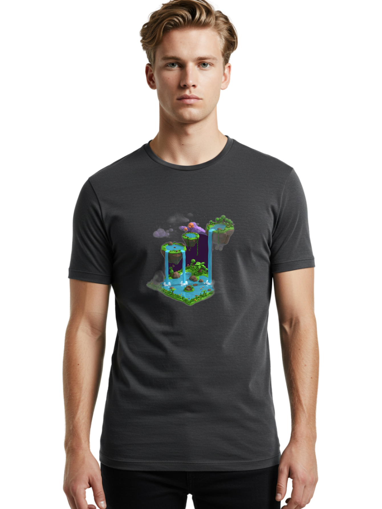 Floating-Islands-Waterfall Men'S Graphic Tee, 100% Cotton, Comfortable Casual Summer Wear, Machine Washable, Vintage Camera, Old Camera, Antique Camera, Black Camera, Classic Photography, Photography Equipment, Nostalgic Device, Film Camera, Bag449