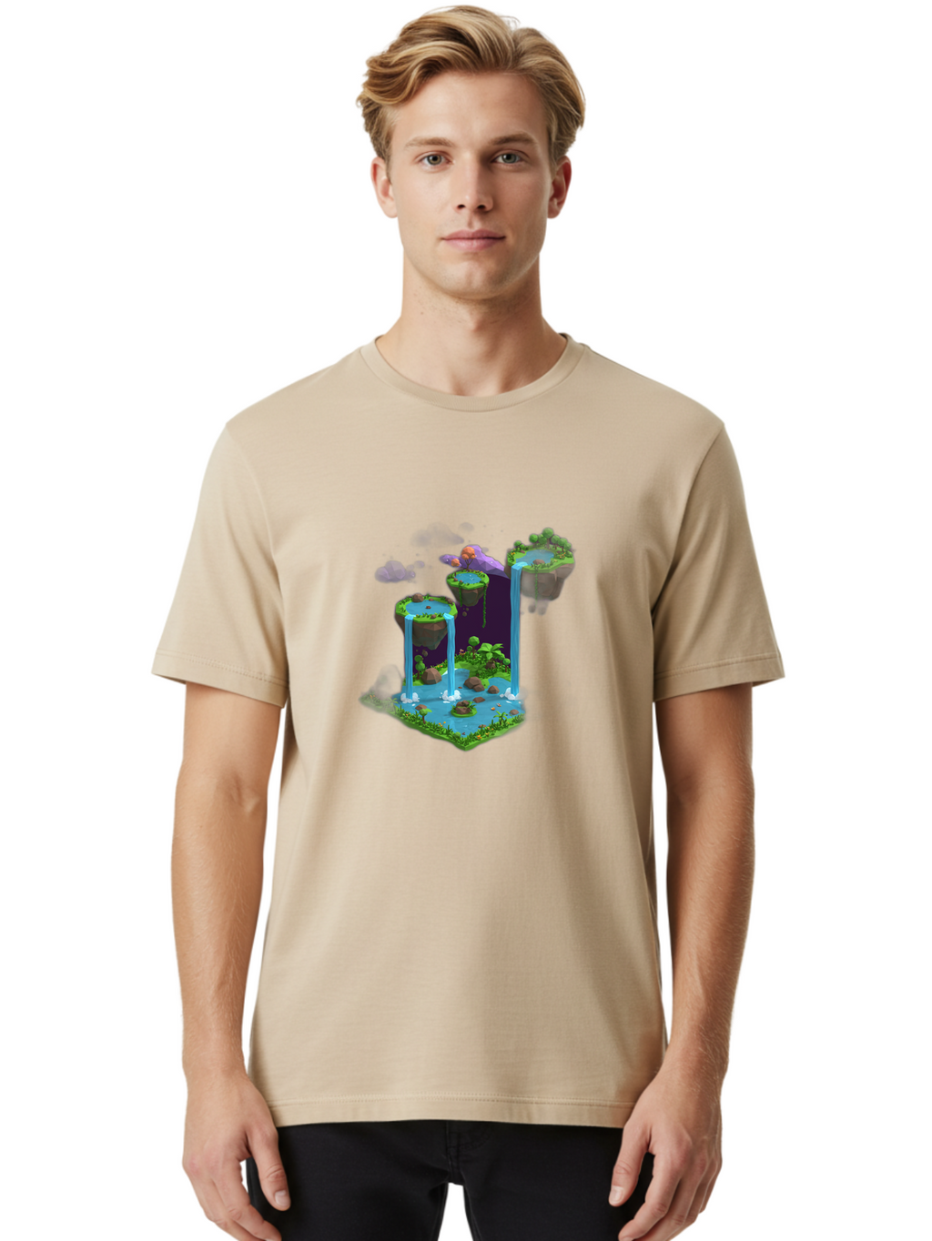 Floating-Islands-Waterfall Men'S Graphic Tee, 100% Cotton, Comfortable Casual Summer Wear, Machine Washable, Vintage Camera, Old Camera, Antique Camera, Black Camera, Classic Photography, Photography Equipment, Nostalgic Device, Film Camera, Bag449