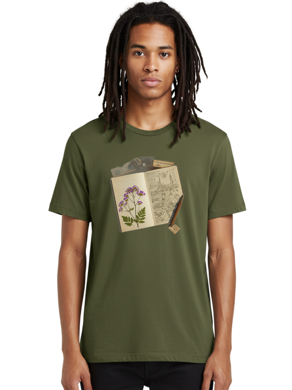 Flora-Illustration-Book Men'S Graphic Tee, 100% Cotton, Comfortable Casual Summer Wear, Machine Washable, Vintage Camera, Old Camera, Antique Camera, Black Camera, Classic Photography, Photography Equipment, Nostalgic Device, Film Camera, Bag455
