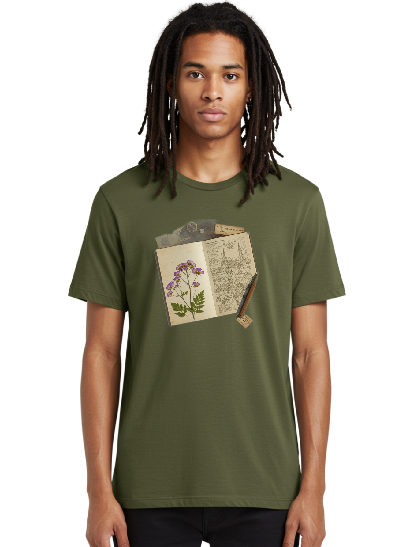 Flora-Illustration-Book Men'S Graphic Tee, 100% Cotton, Comfortable Casual Summer Wear, Machine Washable, Vintage Camera, Old Camera, Antique Camera, Black Camera, Classic Photography, Photography Equipment, Nostalgic Device, Film Camera, Bag455