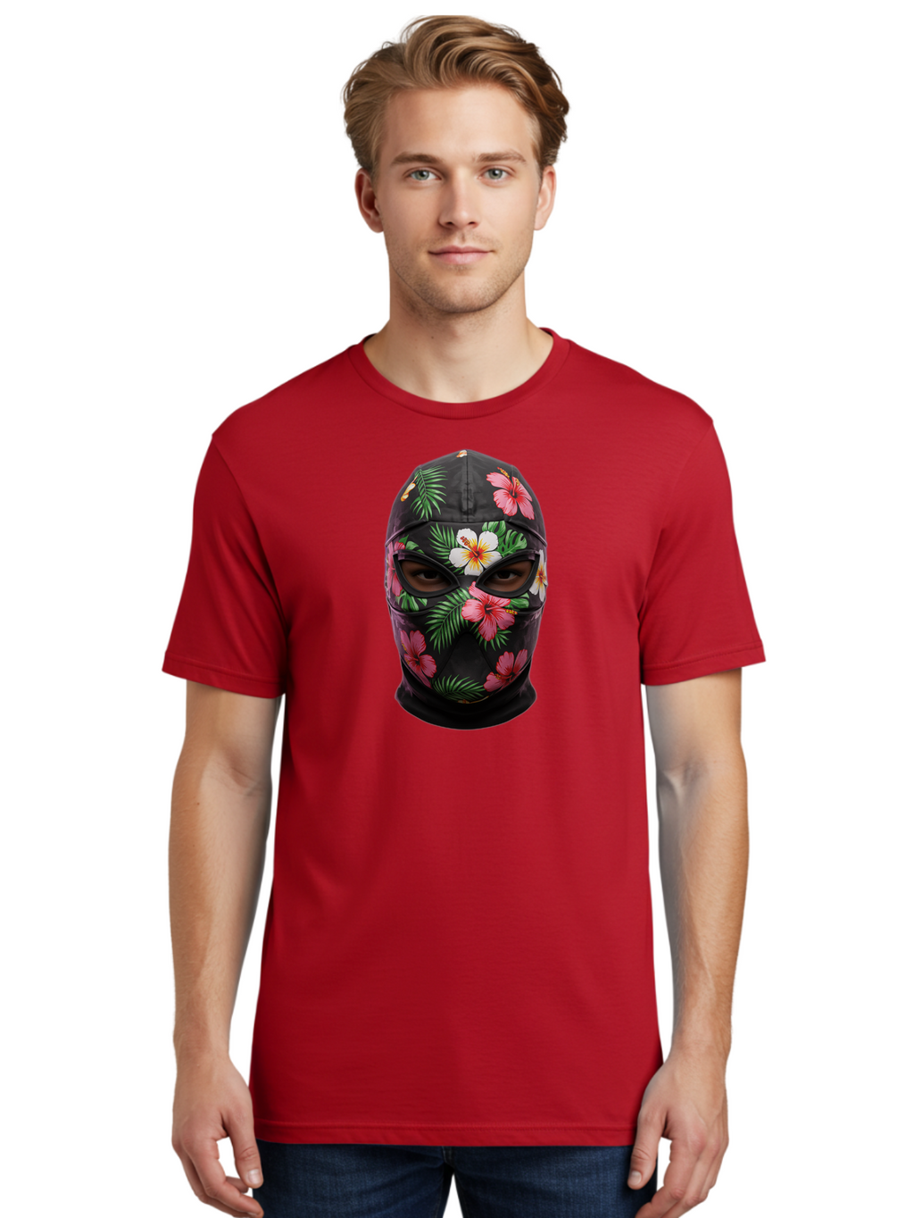 Floral-Balaclava-Mask Men'S Graphic Tee, 100% Cotton, Comfortable Casual Summer Wear, Machine Washable, Vintage Camera, Old Camera, Antique Camera, Black Camera, Classic Photography, Photography Equipment, Nostalgic Device, Film Camera, Bag456