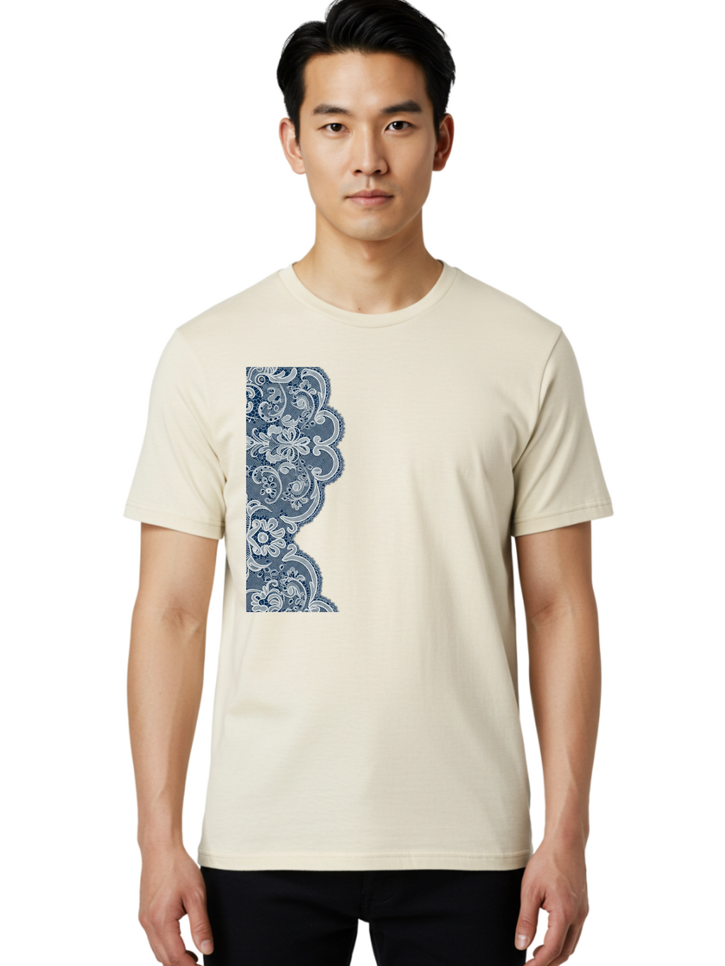 Floral-Lace-Border Men'S Graphic Tee, 100% Cotton, Comfortable Casual Summer Wear, Machine Washable, Vintage Camera, Old Camera, Antique Camera, Black Camera, Classic Photography, Photography Equipment, Nostalgic Device, Film Camera, Bag460