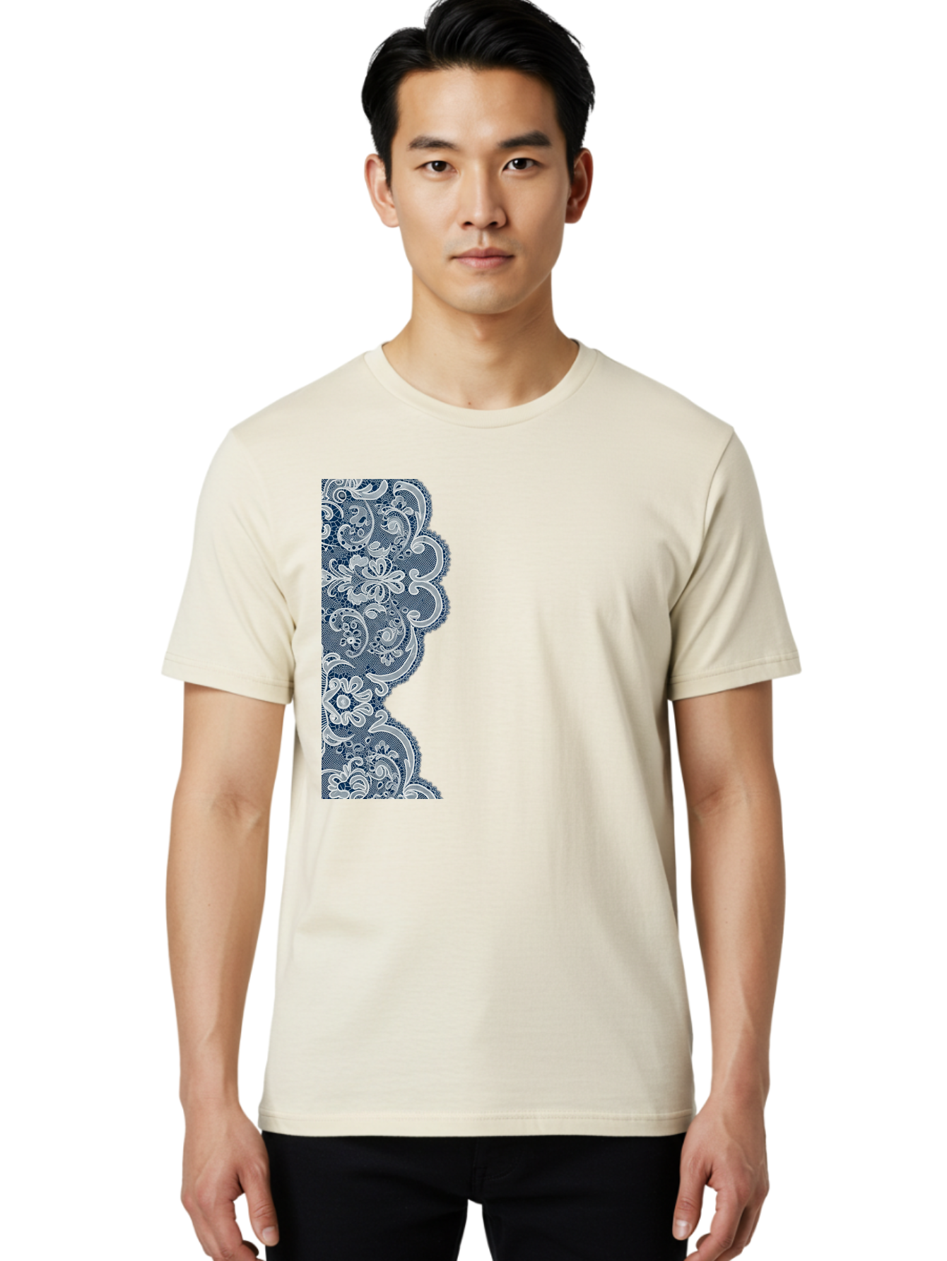 Floral-Lace-Border Men'S Graphic Tee, 100% Cotton, Comfortable Casual Summer Wear, Machine Washable, Vintage Camera, Old Camera, Antique Camera, Black Camera, Classic Photography, Photography Equipment, Nostalgic Device, Film Camera, Bag460