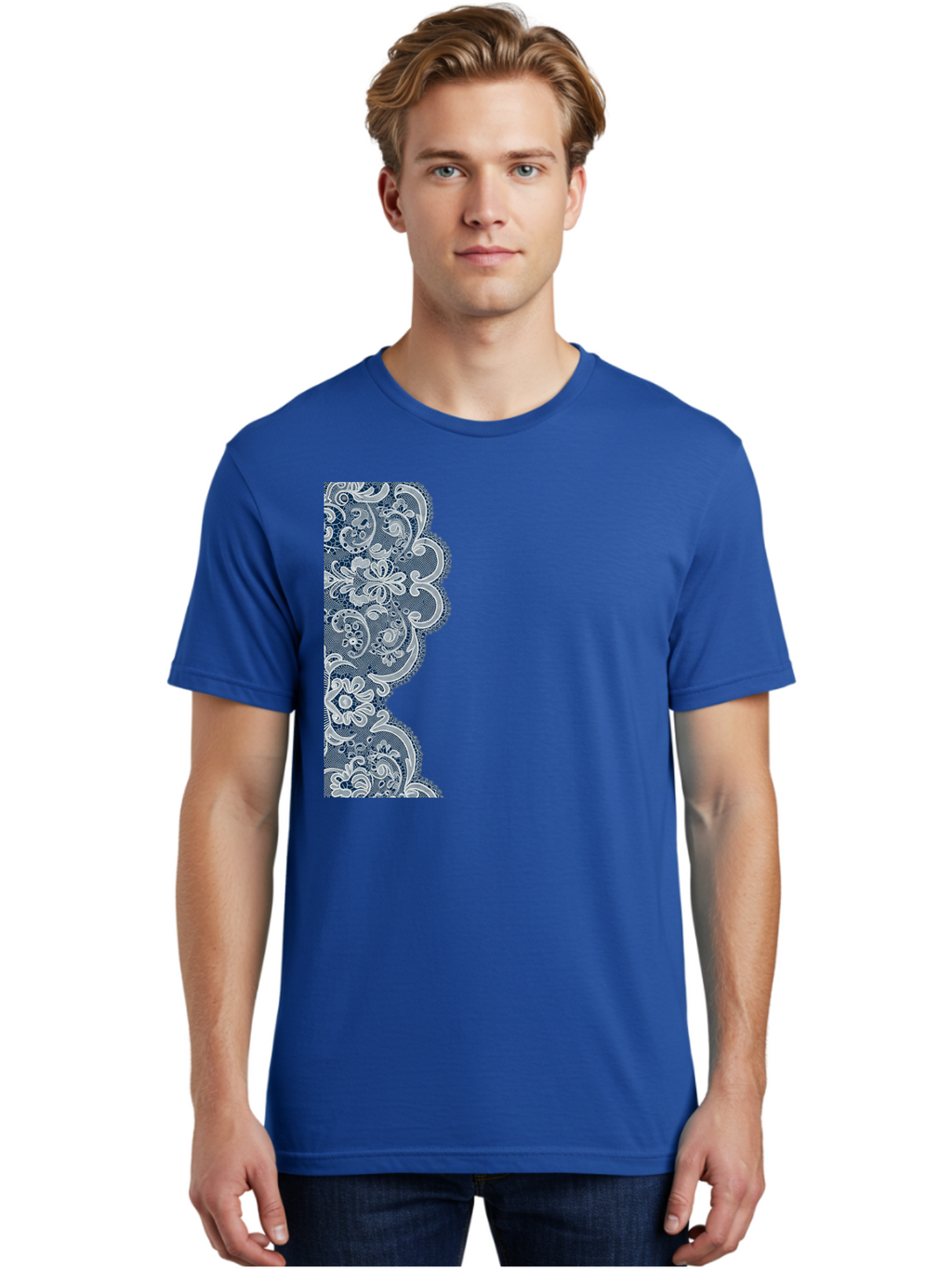 Floral-Lace-Border Men'S Graphic Tee, 100% Cotton, Comfortable Casual Summer Wear, Machine Washable, Vintage Camera, Old Camera, Antique Camera, Black Camera, Classic Photography, Photography Equipment, Nostalgic Device, Film Camera, Bag460