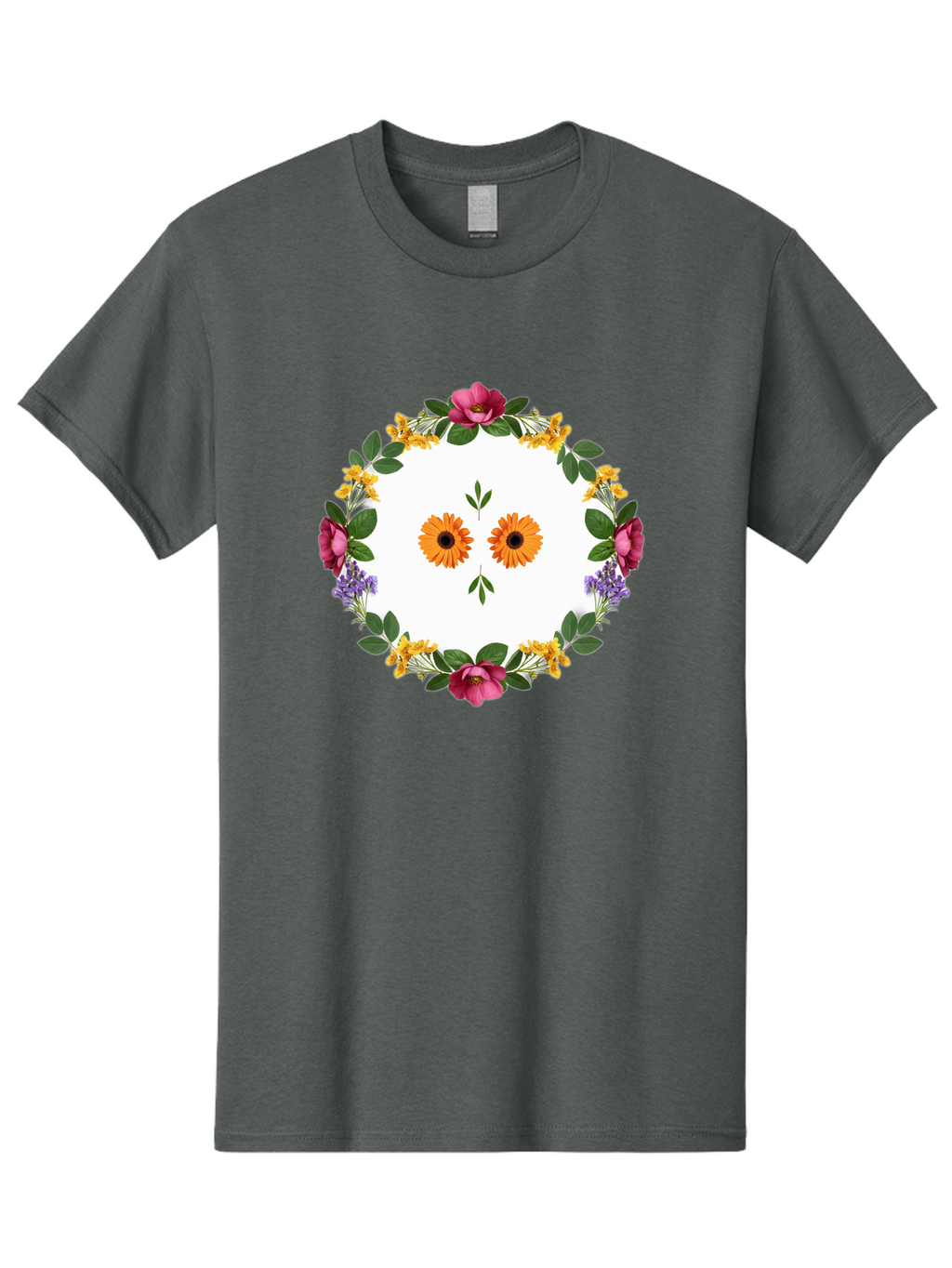 Floral-Wreath Men'S Graphic Tee, 100% Cotton, Comfortable Casual Summer Wear, Machine Washable, Vintage Camera, Old Camera, Antique Camera, Black Camera, Classic Photography, Photography Equipment, Nostalgic Device, Film Camera, Camera Art Bag468