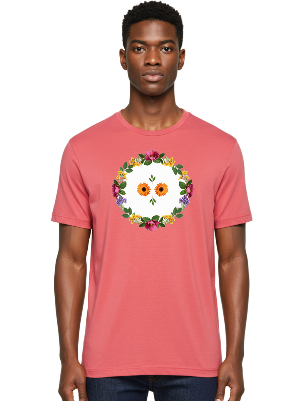 Floral-Wreath Men'S Graphic Tee, 100% Cotton, Comfortable Casual Summer Wear, Machine Washable, Vintage Camera, Old Camera, Antique Camera, Black Camera, Classic Photography, Photography Equipment, Nostalgic Device, Film Camera, Camera Art Bag468