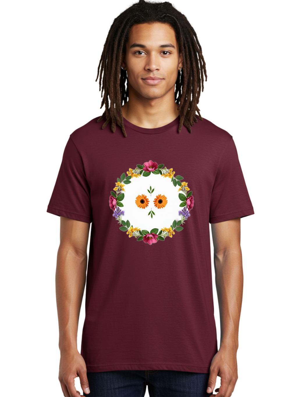 Floral-Wreath Men'S Graphic Tee, 100% Cotton, Comfortable Casual Summer Wear, Machine Washable, Vintage Camera, Old Camera, Antique Camera, Black Camera, Classic Photography, Photography Equipment, Nostalgic Device, Film Camera, Camera Art Bag468