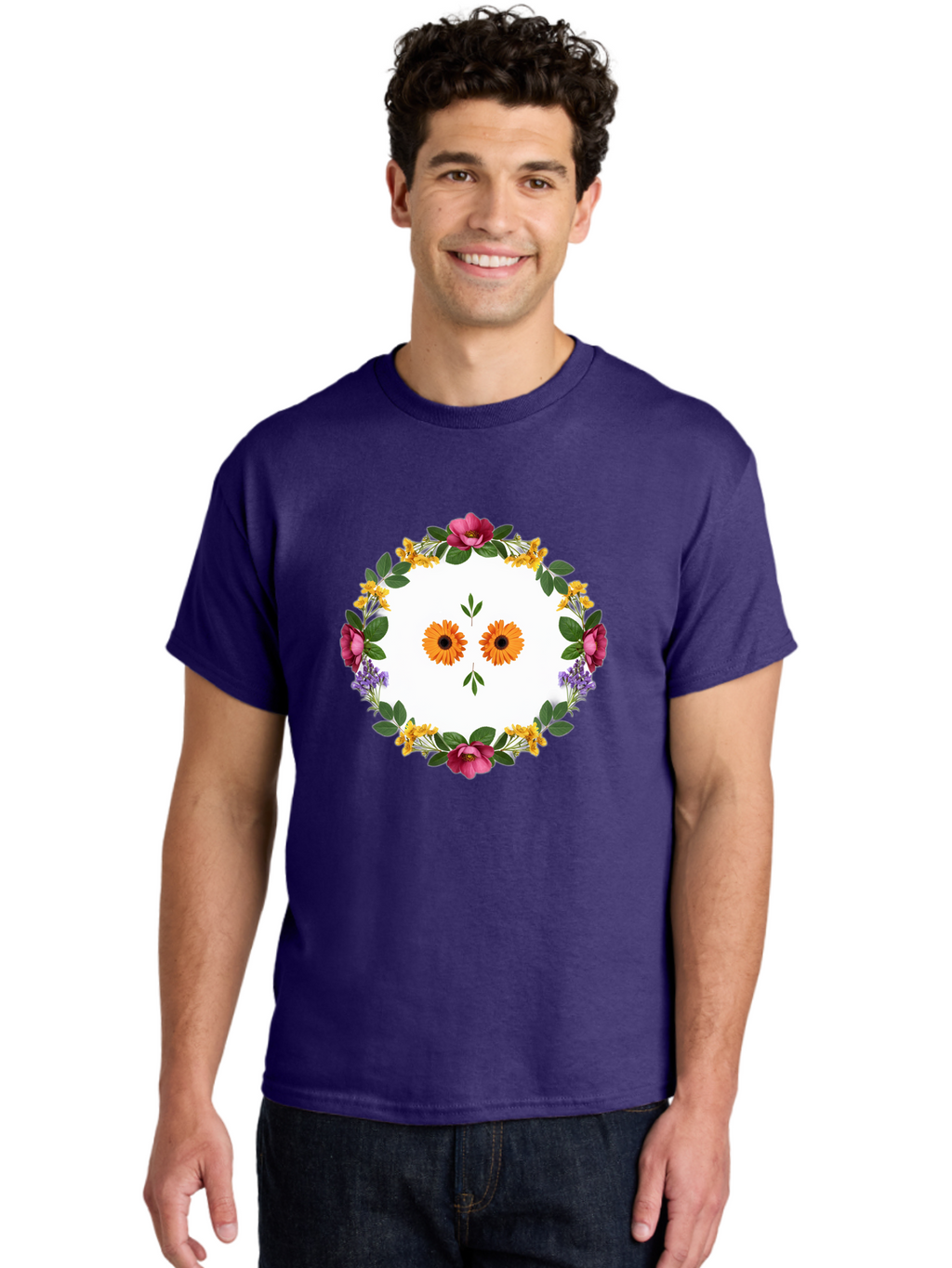 Floral-Wreath Men'S Graphic Tee, 100% Cotton, Comfortable Casual Summer Wear, Machine Washable, Vintage Camera, Old Camera, Antique Camera, Black Camera, Classic Photography, Photography Equipment, Nostalgic Device, Film Camera, Camera Art Bag468