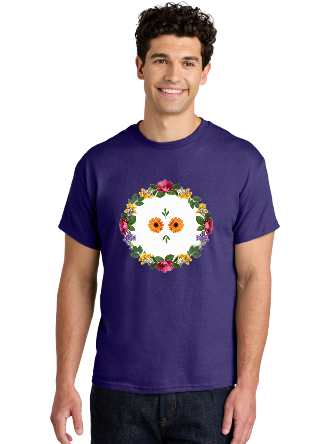 Floral-Wreath Men'S Graphic Tee, 100% Cotton, Comfortable Casual Summer Wear, Machine Washable, Vintage Camera, Old Camera, Antique Camera, Black Camera, Classic Photography, Photography Equipment, Nostalgic Device, Film Camera, Camera Art Bag468