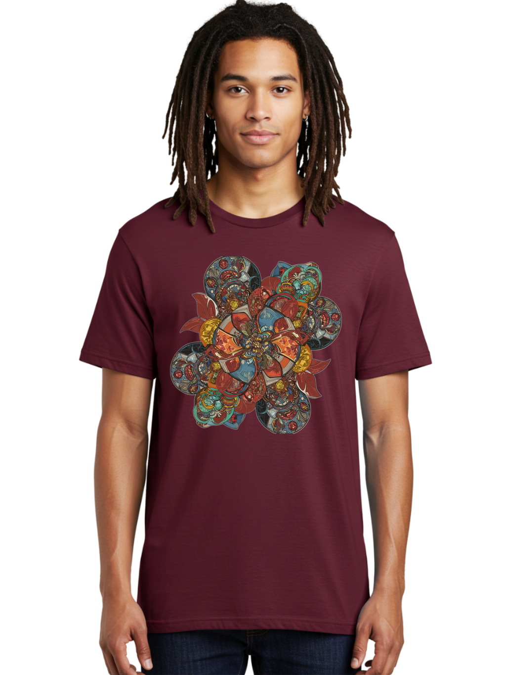 Flower-Mandala Men'S Graphic Tee, 100% Cotton, Comfortable Casual Summer Wear, Machine Washable, Vintage Camera, Old Camera, Antique Camera, Black Camera, Classic Photography, Photography Equipment, Nostalgic Device, Film Camera, Camera Art Bag472