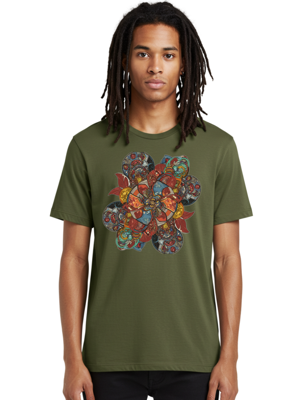 Flower-Mandala Men'S Graphic Tee, 100% Cotton, Comfortable Casual Summer Wear, Machine Washable, Vintage Camera, Old Camera, Antique Camera, Black Camera, Classic Photography, Photography Equipment, Nostalgic Device, Film Camera, Camera Art Bag472