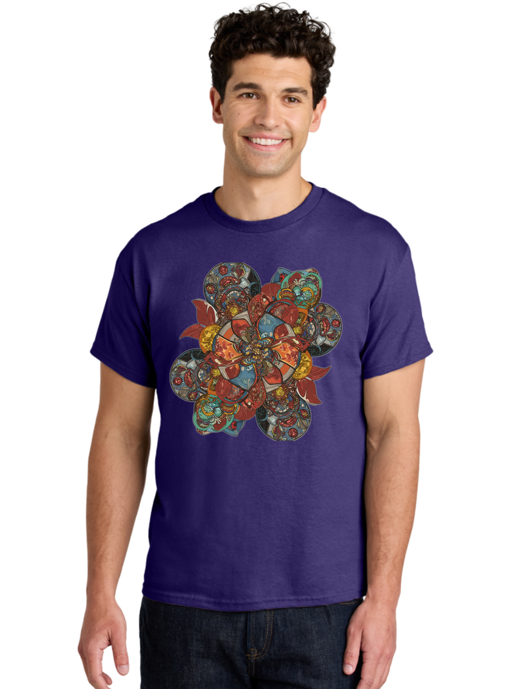 Flower-Mandala Men'S Graphic Tee, 100% Cotton, Comfortable Casual Summer Wear, Machine Washable, Vintage Camera, Old Camera, Antique Camera, Black Camera, Classic Photography, Photography Equipment, Nostalgic Device, Film Camera, Camera Art Bag472