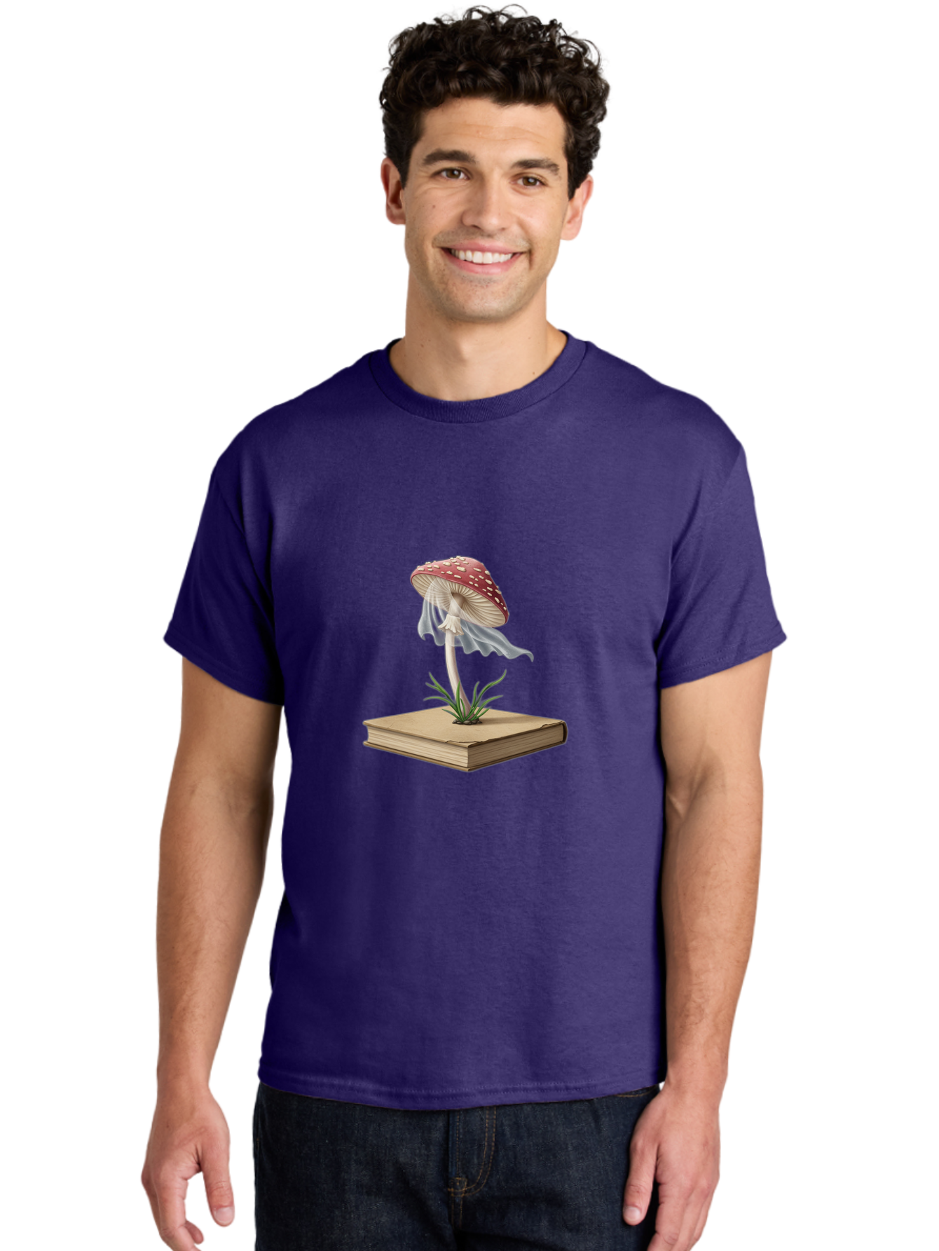 Fly-Agaric-Mushroom-On-Book Men'S Graphic Tee, 100% Cotton, Comfortable Casual Summer Wear, Machine Washable, Vintage Camera, Old Camera, Antique Camera, Black Camera, Classic Photography, Photography Equipment, Nostalgic Device, Film Camera, Bag474