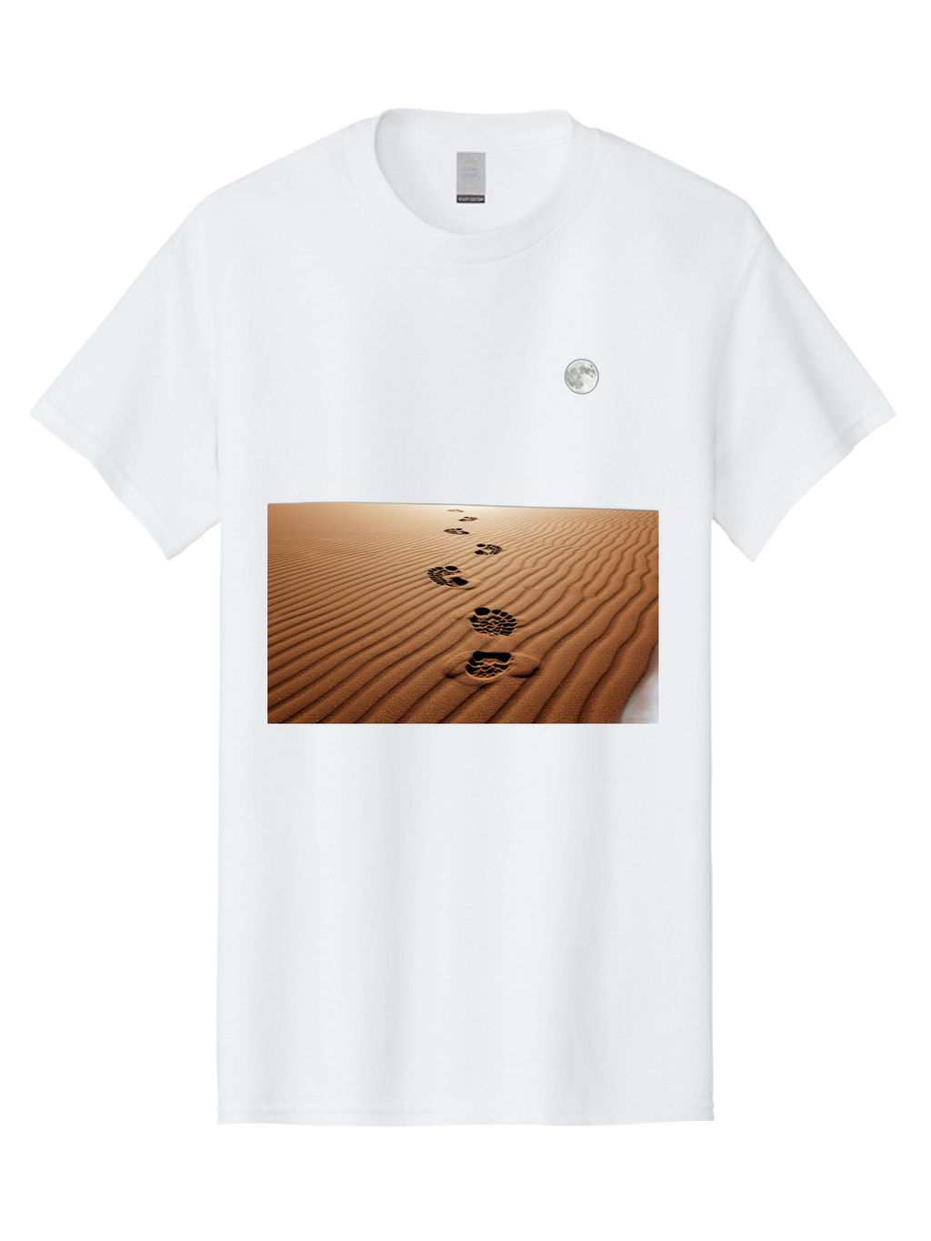 Footprints-In-Sand-Under-Moon Men'S Graphic Tee, 100% Cotton, Comfortable Casual Summer Wear, Machine Washable, Vintage Camera, Old Camera, Antique Camera, Black Camera, Classic Photography, Photography Equipment, Nostalgic Device, Bag487