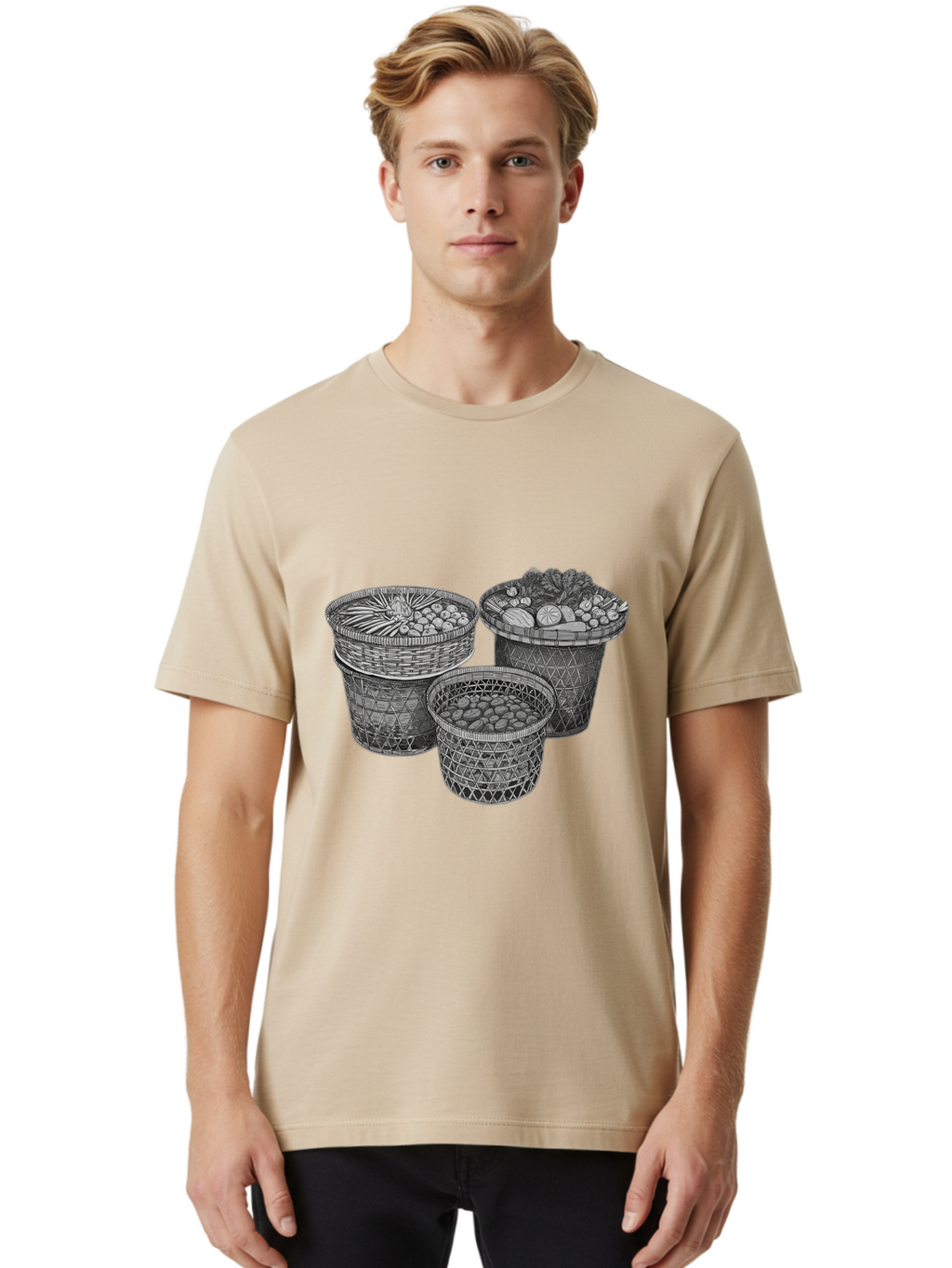 Fruit-And-Vegetable-Baskets Men'S Graphic Tee, 100% Cotton, Comfortable Casual Summer Wear, Machine Washable, Vintage Camera, Old Camera, Antique Camera, Black Camera, Classic Photography, Photography Equipment, Nostalgic Device, Film Camera, Bag497