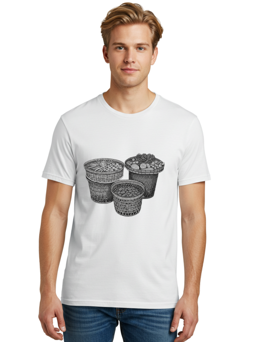 Fruit-And-Vegetable-Baskets Men'S Graphic Tee, 100% Cotton, Comfortable Casual Summer Wear, Machine Washable, Vintage Camera, Old Camera, Antique Camera, Black Camera, Classic Photography, Photography Equipment, Nostalgic Device, Film Camera, Bag497