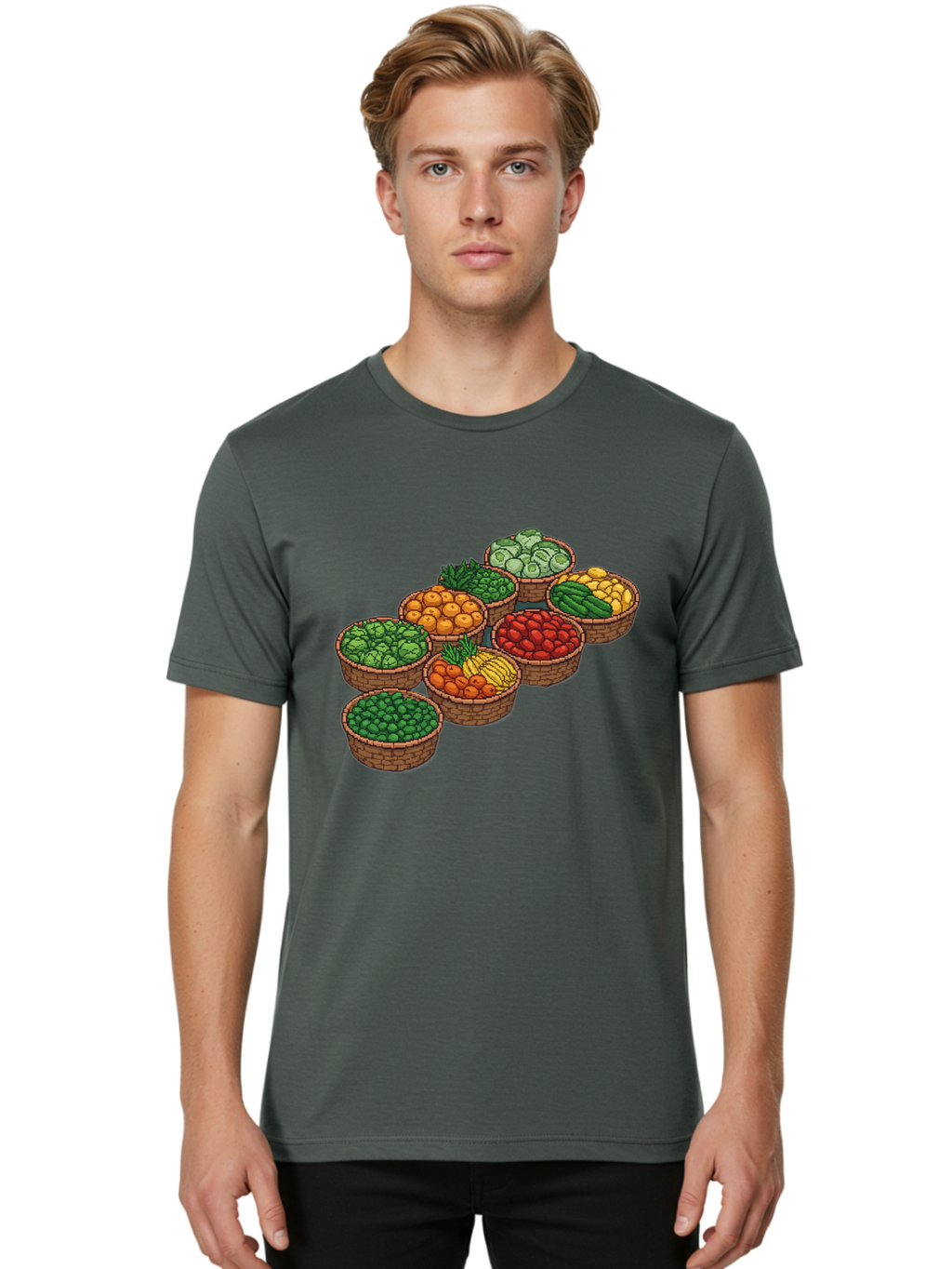 Fruit-And-Vegetables Men'S Graphic Tee, 100% Cotton, Comfortable Casual Summer Wear, Machine Washable, Vintage Camera, Old Camera, Antique Camera, Black Camera, Classic Photography, Photography Equipment, Nostalgic Device, Film Camera, Bag499