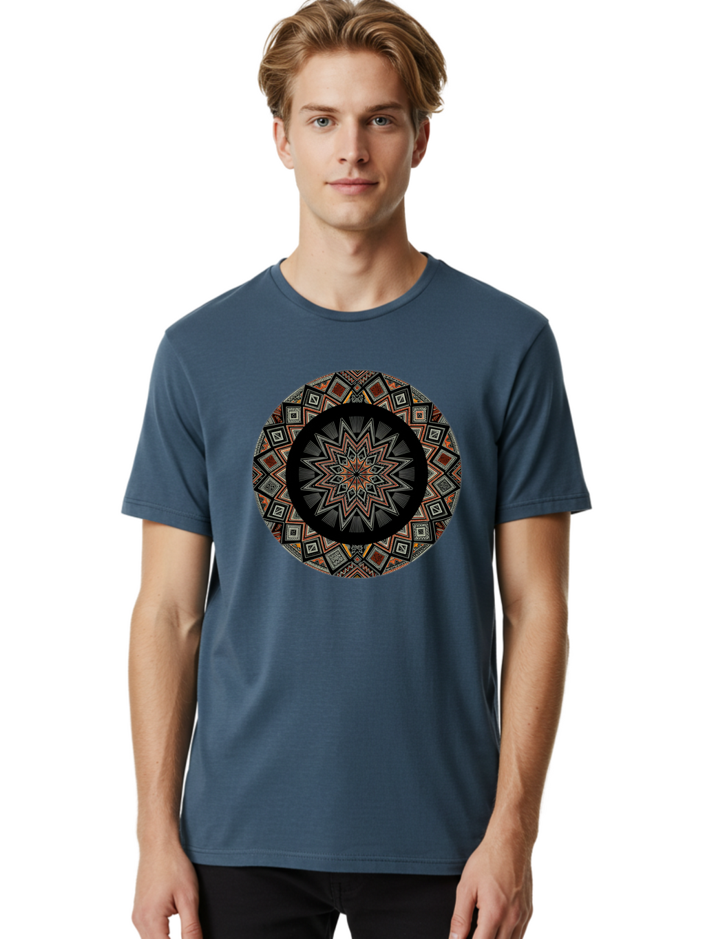 Geometric-Mandala Men'S Graphic Tee, 100% Cotton, Comfortable Casual Summer Wear, Machine Washable, Vintage Camera, Old Camera, Antique Camera, Black Camera, Classic Photography, Photography Equipment, Nostalgic Device, Film Camera, Camera Art Bag518