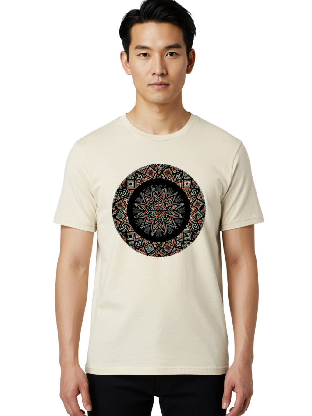Geometric-Mandala Men'S Graphic Tee, 100% Cotton, Comfortable Casual Summer Wear, Machine Washable, Vintage Camera, Old Camera, Antique Camera, Black Camera, Classic Photography, Photography Equipment, Nostalgic Device, Film Camera, Camera Art Bag518
