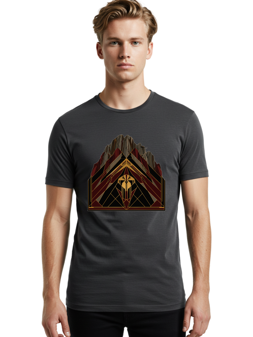 Geometric-Mountain-Design Men'S Graphic Tee, 100% Cotton, Comfortable Casual Summer Wear, Machine Washable, Vintage Camera, Old Camera, Antique Camera, Black Camera, Classic Photography, Photography Equipment, Nostalgic Device, Film Camera, Bag519