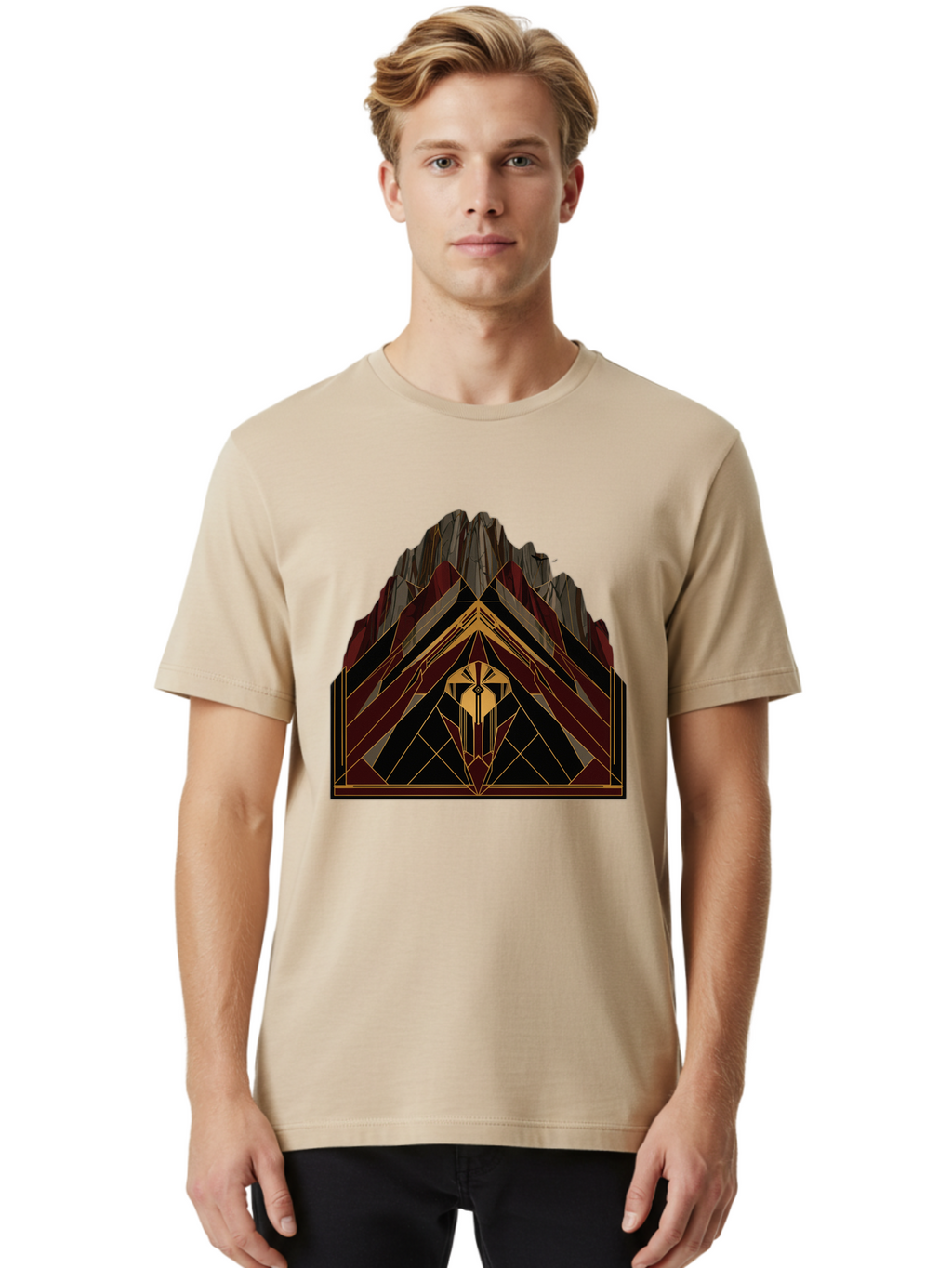 Geometric-Mountain-Design Men'S Graphic Tee, 100% Cotton, Comfortable Casual Summer Wear, Machine Washable, Vintage Camera, Old Camera, Antique Camera, Black Camera, Classic Photography, Photography Equipment, Nostalgic Device, Film Camera, Bag519