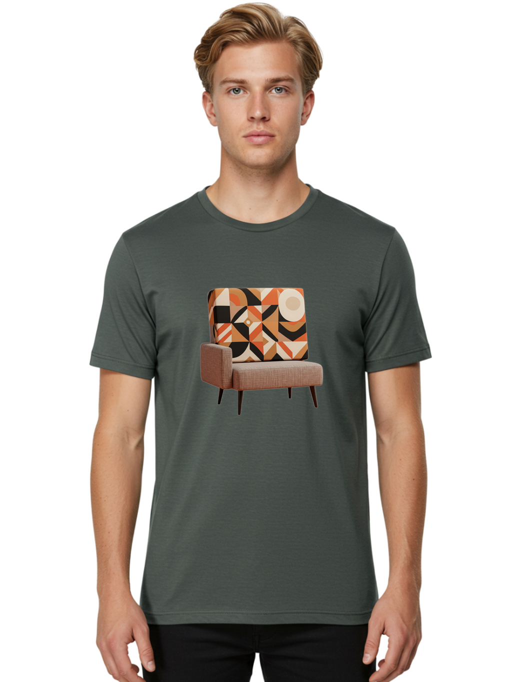 Geometric-Pattern-Chair Men'S Graphic Tee, 100% Cotton, Comfortable Casual Summer Wear, Machine Washable, Vintage Camera, Old Camera, Antique Camera, Black Camera, Classic Photography, Photography Equipment, Nostalgic Device, Film Camera, Bag520