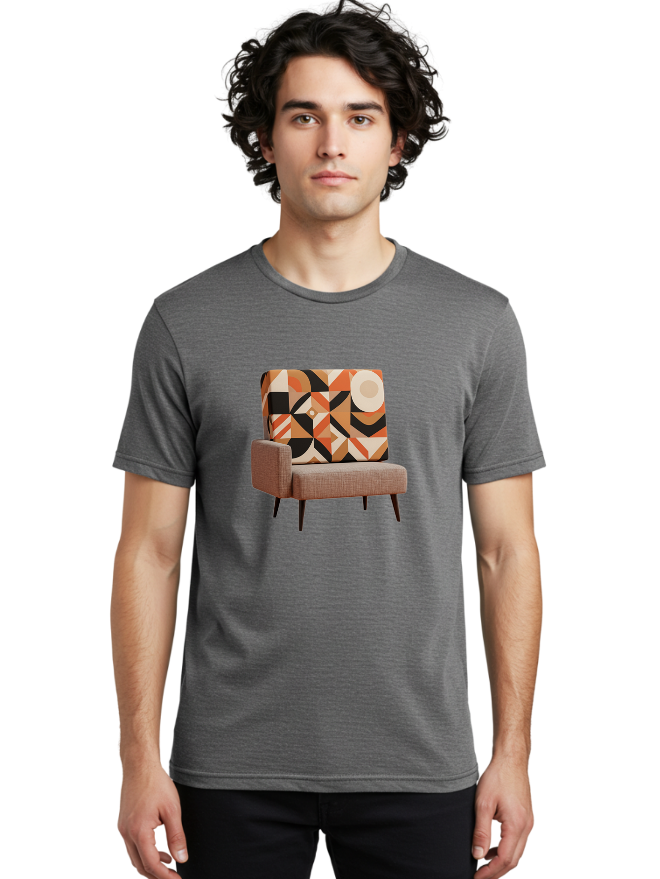 Geometric-Pattern-Chair Men'S Graphic Tee, 100% Cotton, Comfortable Casual Summer Wear, Machine Washable, Vintage Camera, Old Camera, Antique Camera, Black Camera, Classic Photography, Photography Equipment, Nostalgic Device, Film Camera, Bag520