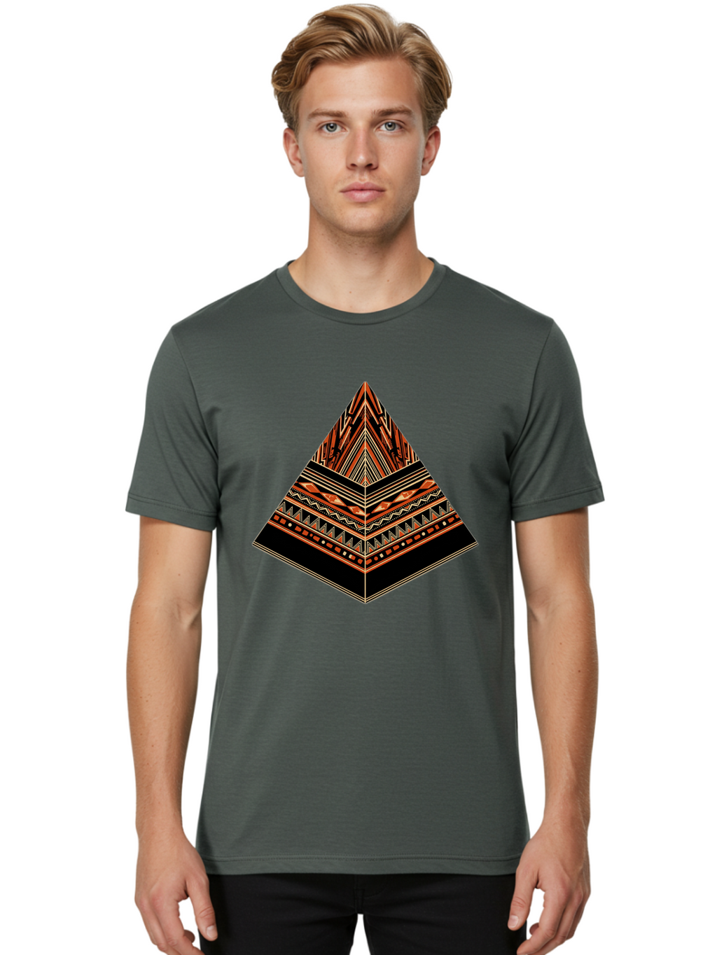 Geometric-Pyramid Men'S Graphic Tee, 100% Cotton, Comfortable Casual Summer Wear, Machine Washable, Vintage Camera, Old Camera, Antique Camera, Black Camera, Classic Photography, Photography Equipment, Nostalgic Device, Film Camera, Camera Art Bag521