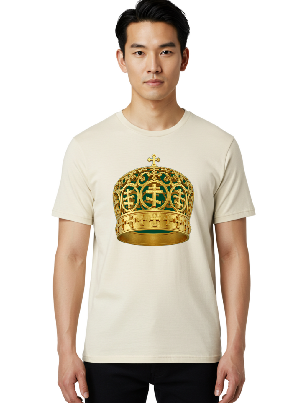 Golden-Cross-Crown Men'S Graphic Tee, 100% Cotton, Comfortable Casual Summer Wear, Machine Washable, Vintage Camera, Old Camera, Antique Camera, Black Camera, Classic Photography, Photography Equipment, Nostalgic Device, Film Camera, Bag549