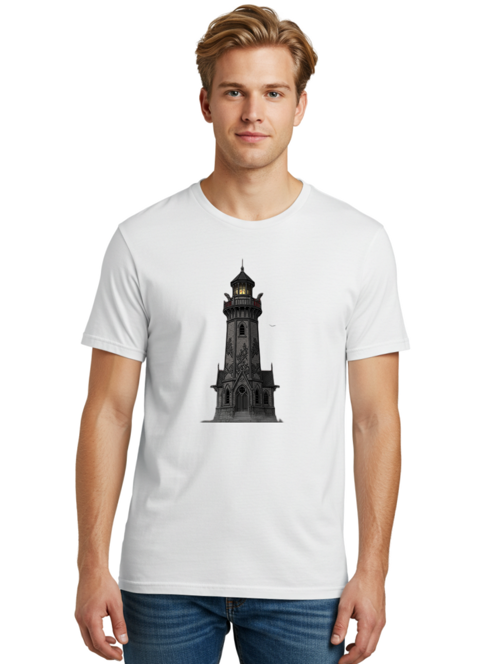 Gothic-Lighthouse Men'S Graphic Tee, 100% Cotton, Comfortable Casual Summer Wear, Machine Washable, Vintage Camera, Old Camera, Antique Camera, Black Camera, Classic Photography, Photography Equipment, Nostalgic Device, Film Camera, Camera Art Bag560
