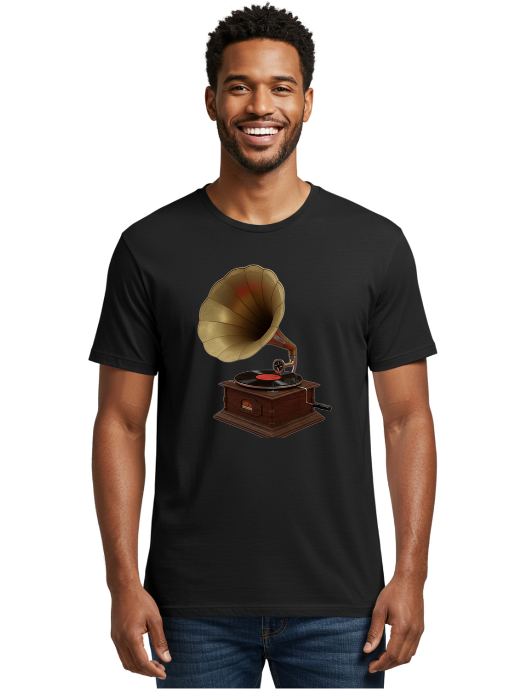 Gramophone Men'S Graphic Tee, 100% Cotton, Comfortable Casual Summer Wear, Machine Washable, Vintage Camera, Old Camera, Antique Camera, Black Camera, Classic Photography, Photography Equipment, Nostalgic Device, Film Camera, Camera Art Bag563