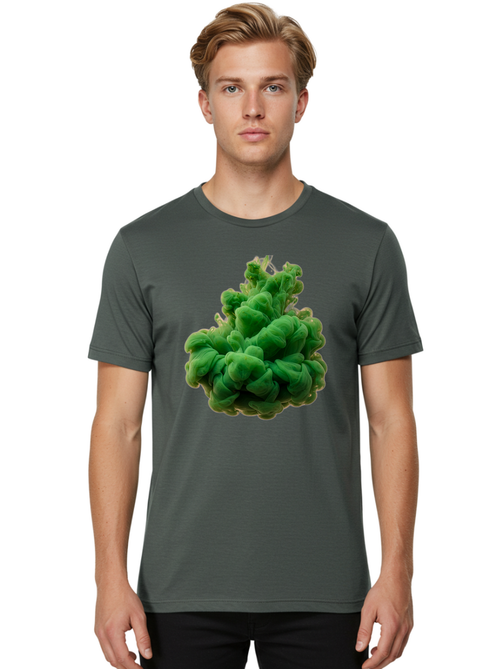 Green-Ink-Splash Men'S Graphic Tee, 100% Cotton, Comfortable Casual Summer Wear, Machine Washable, Vintage Camera, Old Camera, Antique Camera, Black Camera, Classic Photography, Photography Equipment, Nostalgic Device, Film Camera, Camera Art Bag568