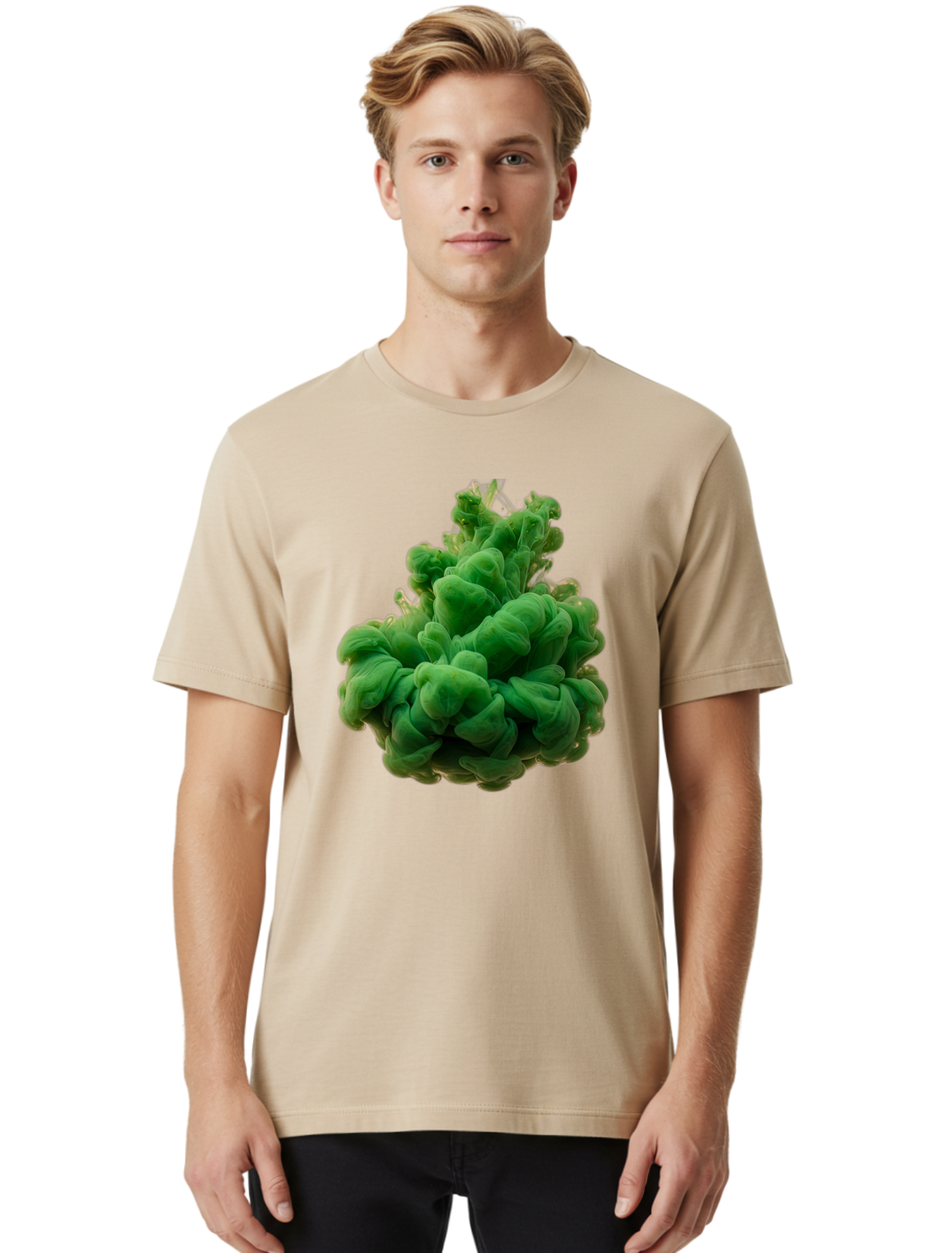 Green-Ink-Splash Men'S Graphic Tee, 100% Cotton, Comfortable Casual Summer Wear, Machine Washable, Vintage Camera, Old Camera, Antique Camera, Black Camera, Classic Photography, Photography Equipment, Nostalgic Device, Film Camera, Camera Art Bag568