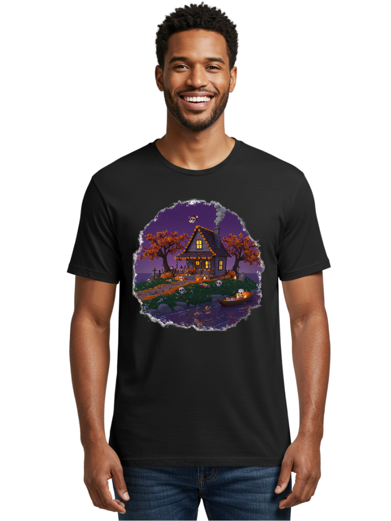 Haunted-House-1 Men'S Graphic Tee, 100% Cotton, Comfortable Casual Summer Wear, Machine Washable, Vintage Camera, Old Camera, Antique Camera, Black Camera, Classic Photography, Photography Equipment, Nostalgic Device, Film Camera, Camera Art Bag583