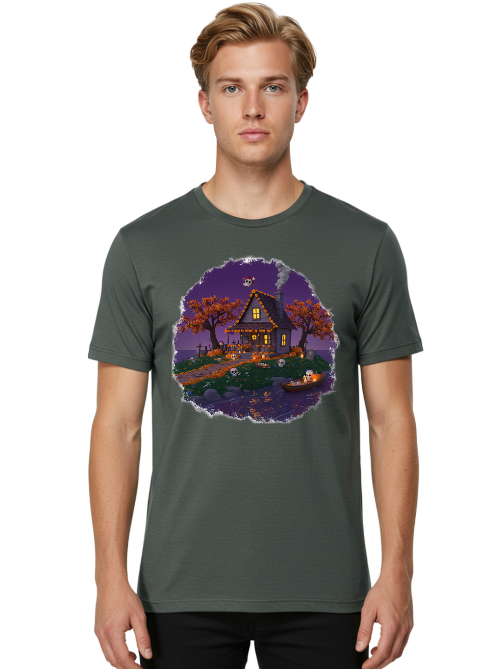 Haunted-House-1 Men'S Graphic Tee, 100% Cotton, Comfortable Casual Summer Wear, Machine Washable, Vintage Camera, Old Camera, Antique Camera, Black Camera, Classic Photography, Photography Equipment, Nostalgic Device, Film Camera, Camera Art Bag583
