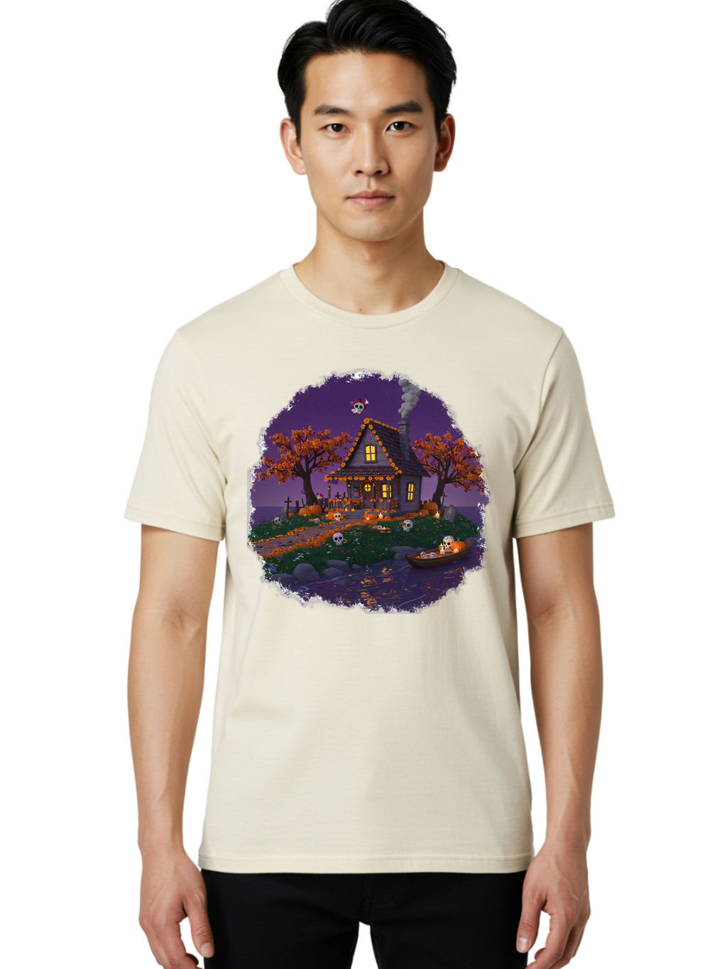 Haunted-House-1 Men'S Graphic Tee, 100% Cotton, Comfortable Casual Summer Wear, Machine Washable, Vintage Camera, Old Camera, Antique Camera, Black Camera, Classic Photography, Photography Equipment, Nostalgic Device, Film Camera, Camera Art Bag583