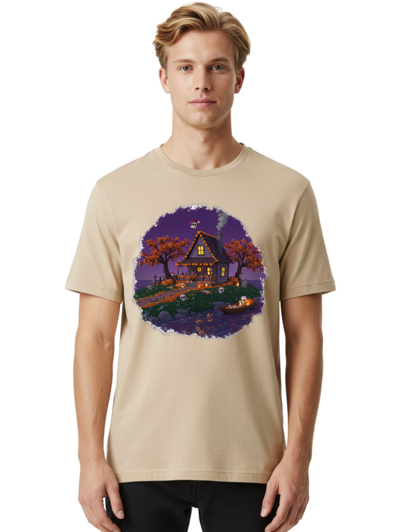 Haunted-House-1 Men'S Graphic Tee, 100% Cotton, Comfortable Casual Summer Wear, Machine Washable, Vintage Camera, Old Camera, Antique Camera, Black Camera, Classic Photography, Photography Equipment, Nostalgic Device, Film Camera, Camera Art Bag583