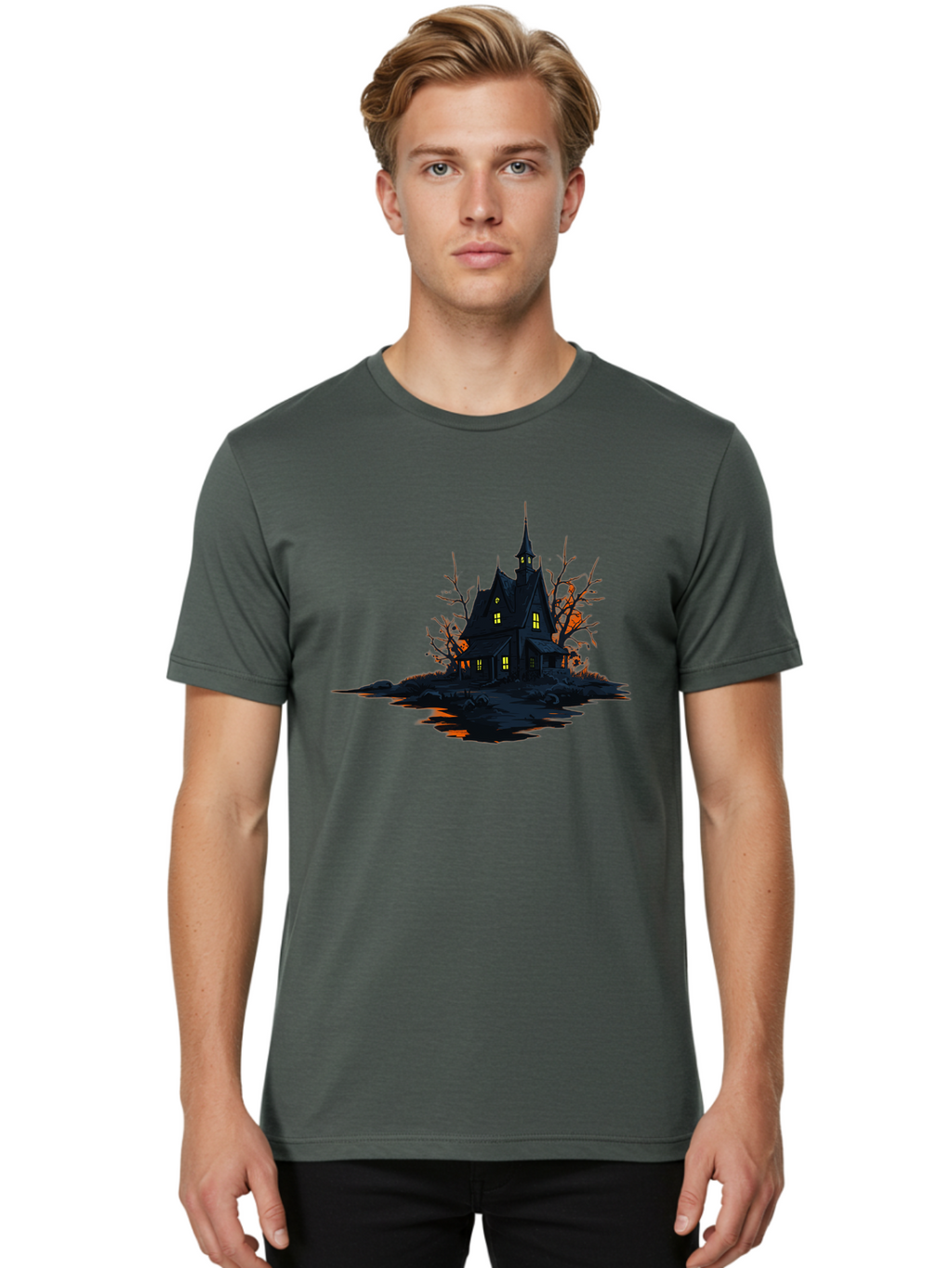 Haunted-House Men'S Graphic Tee, 100% Cotton, Comfortable Casual Summer Wear, Machine Washable, Vintage Camera, Old Camera, Antique Camera, Black Camera, Classic Photography, Photography Equipment, Nostalgic Device, Film Camera, Camera Art Bag584