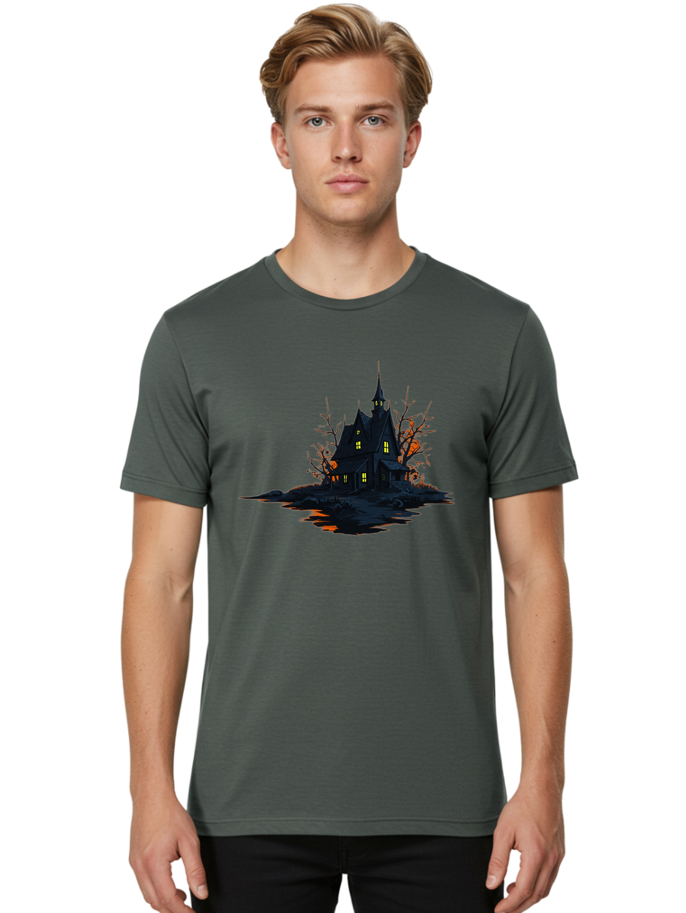 Haunted-House Men'S Graphic Tee, 100% Cotton, Comfortable Casual Summer Wear, Machine Washable, Vintage Camera, Old Camera, Antique Camera, Black Camera, Classic Photography, Photography Equipment, Nostalgic Device, Film Camera, Camera Art Bag584