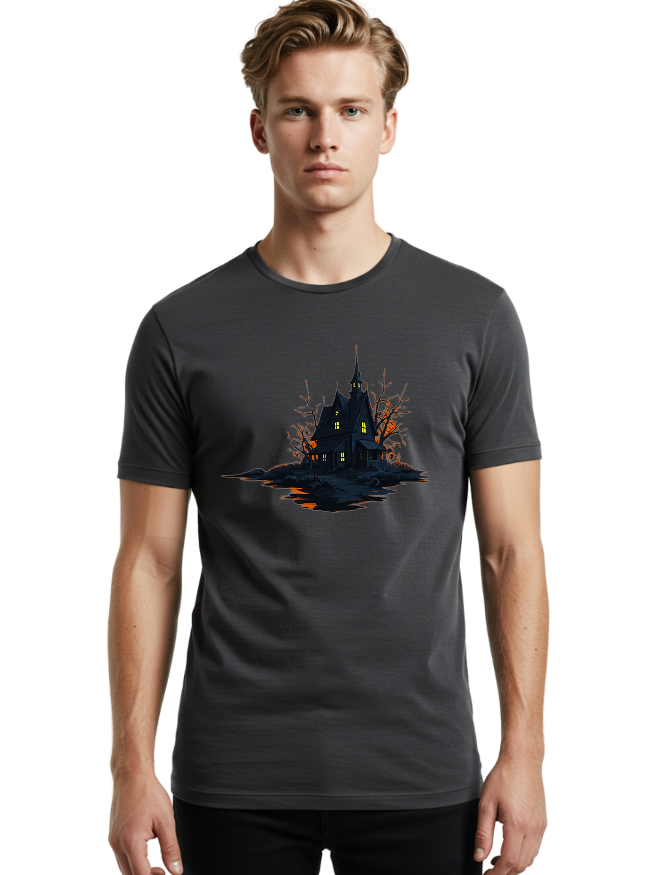 Haunted-House Men'S Graphic Tee, 100% Cotton, Comfortable Casual Summer Wear, Machine Washable, Vintage Camera, Old Camera, Antique Camera, Black Camera, Classic Photography, Photography Equipment, Nostalgic Device, Film Camera, Camera Art Bag584