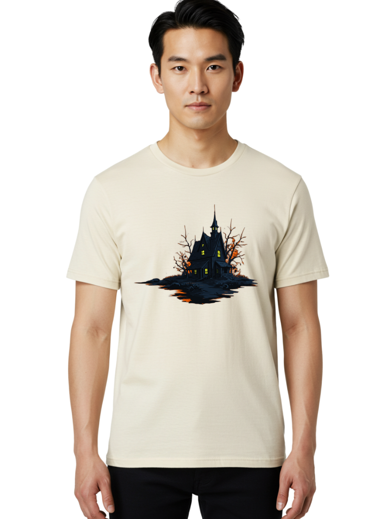 Haunted-House Men'S Graphic Tee, 100% Cotton, Comfortable Casual Summer Wear, Machine Washable, Vintage Camera, Old Camera, Antique Camera, Black Camera, Classic Photography, Photography Equipment, Nostalgic Device, Film Camera, Camera Art Bag584
