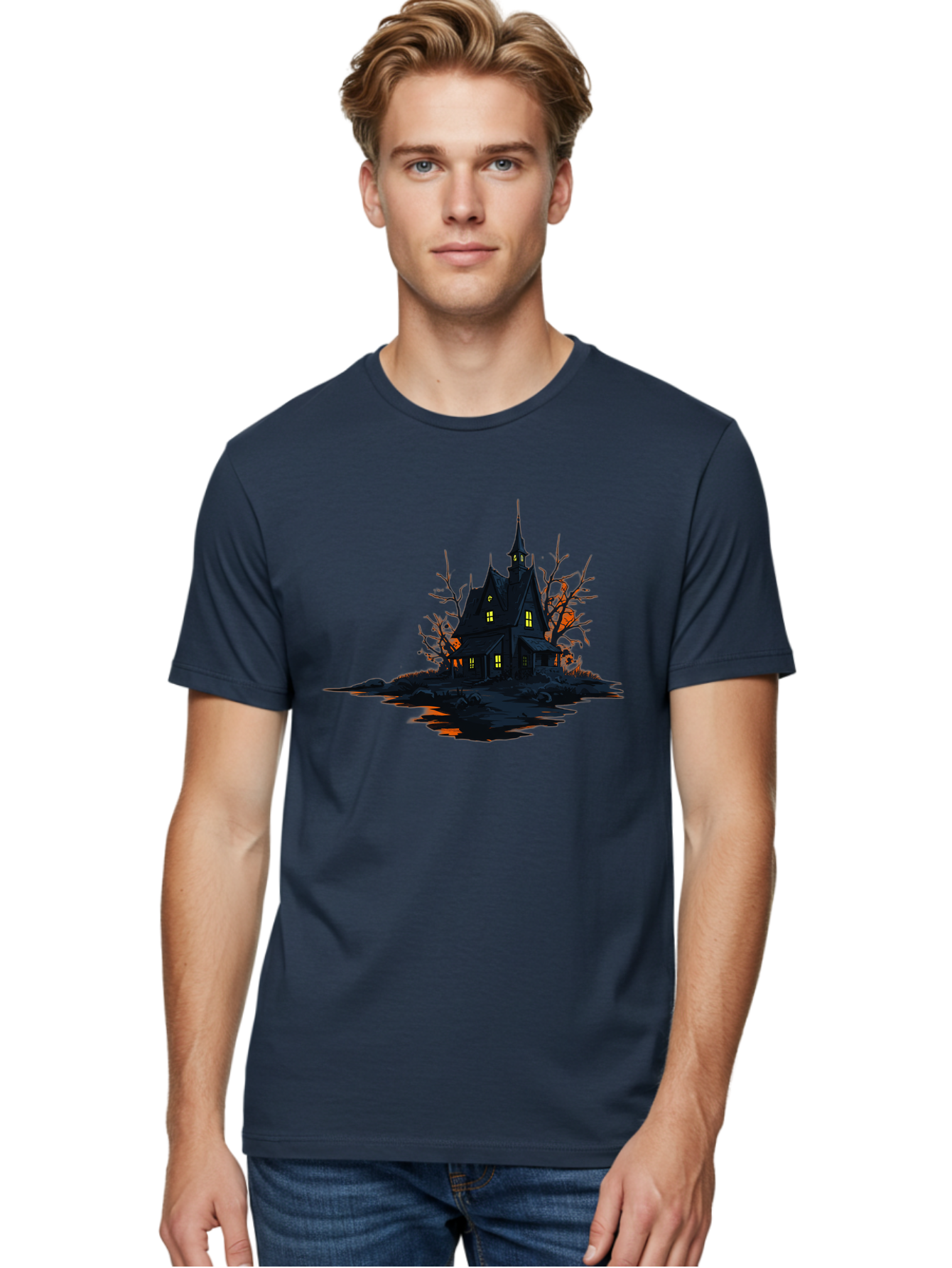 Haunted-House Men'S Graphic Tee, 100% Cotton, Comfortable Casual Summer Wear, Machine Washable, Vintage Camera, Old Camera, Antique Camera, Black Camera, Classic Photography, Photography Equipment, Nostalgic Device, Film Camera, Camera Art Bag584