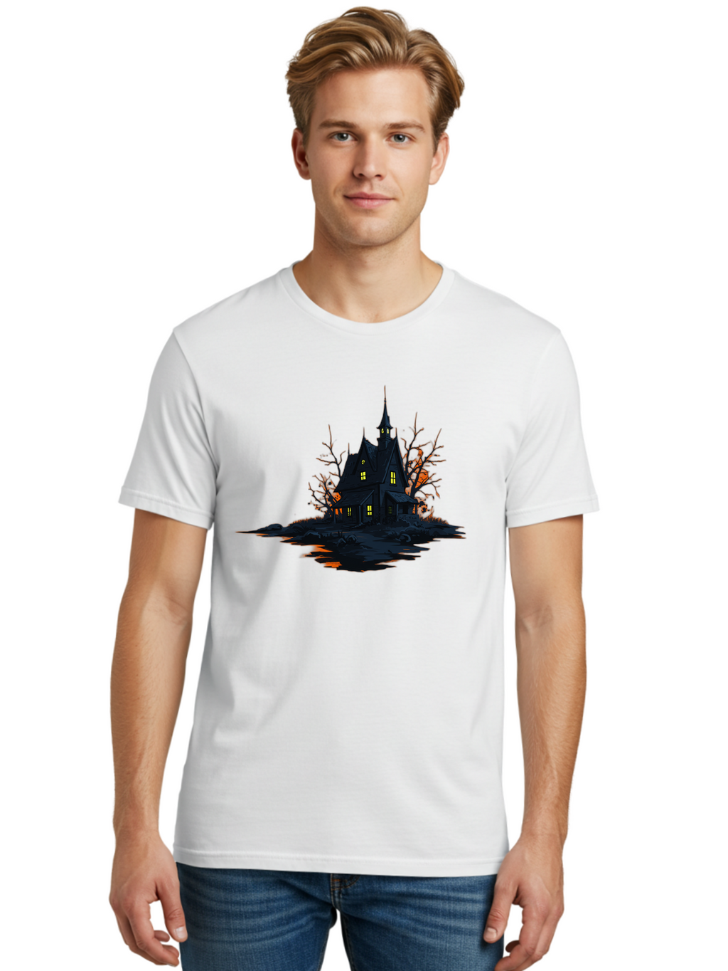 Haunted-House Men'S Graphic Tee, 100% Cotton, Comfortable Casual Summer Wear, Machine Washable, Vintage Camera, Old Camera, Antique Camera, Black Camera, Classic Photography, Photography Equipment, Nostalgic Device, Film Camera, Camera Art Bag584
