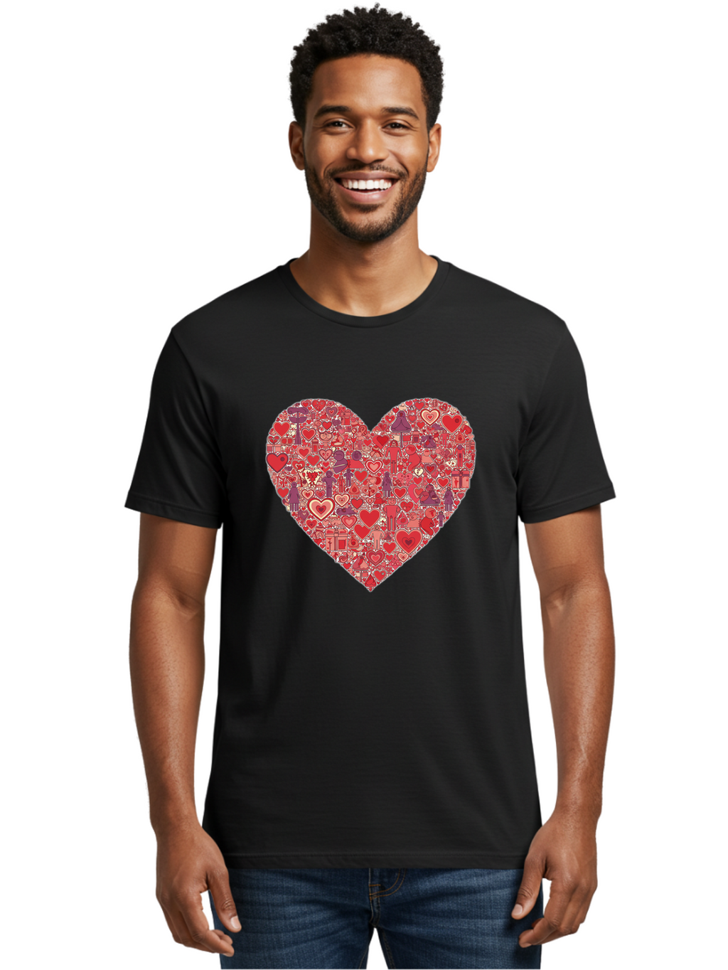 Heart-Collage Men'S Graphic Tee, 100% Cotton, Comfortable Casual Summer Wear, Machine Washable, Vintage Camera, Old Camera, Antique Camera, Black Camera, Classic Photography, Photography Equipment, Nostalgic Device, Film Camera, Camera Art Bag588