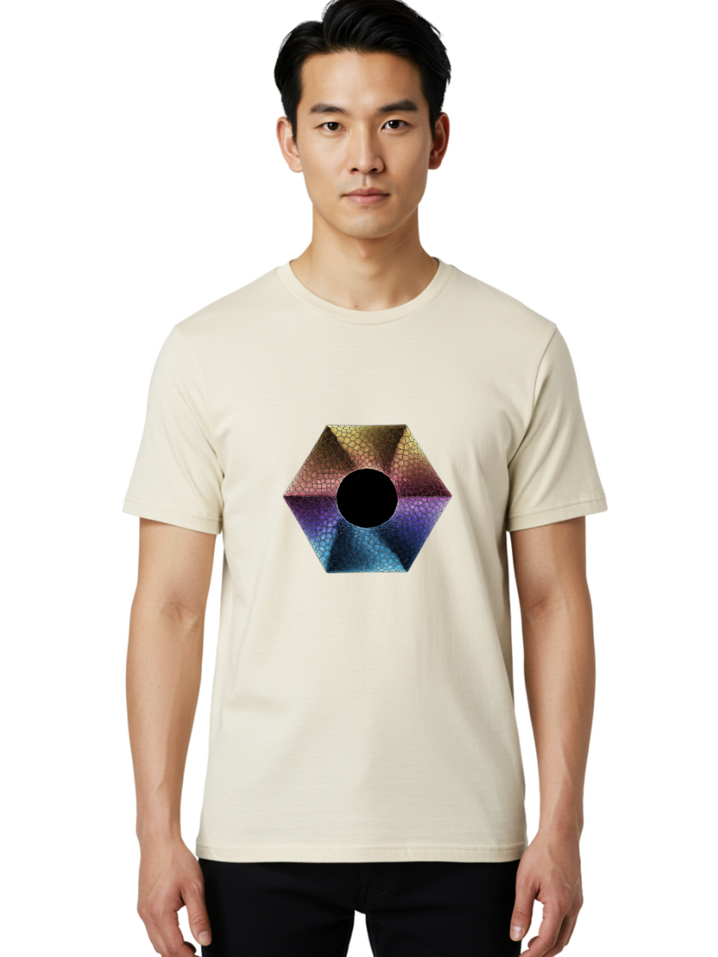 Hexagonal-Shape Men'S Graphic Tee, 100% Cotton, Comfortable Casual Summer Wear, Machine Washable, Vintage Camera, Old Camera, Antique Camera, Black Camera, Classic Photography, Photography Equipment, Nostalgic Device, Film Camera, Camera Art Bag592