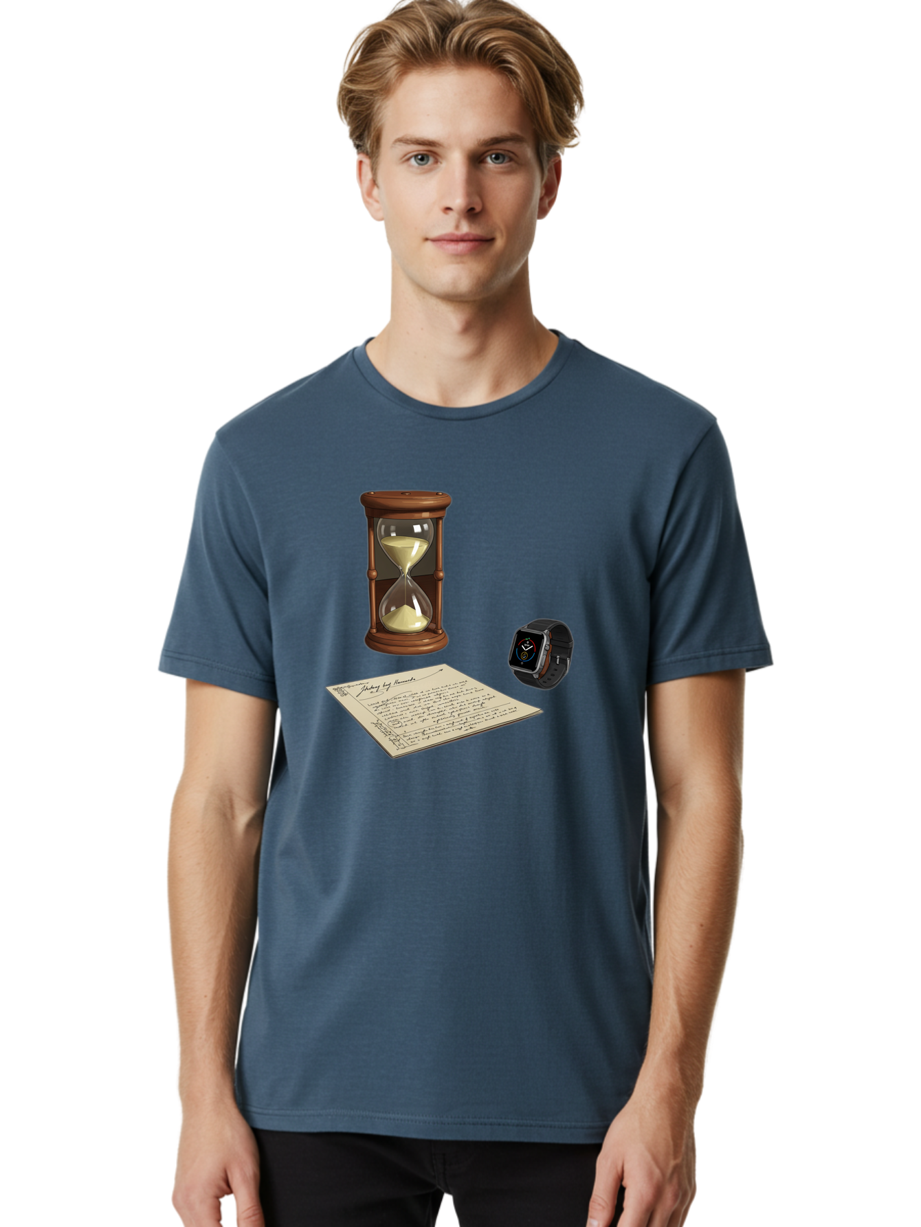 Hourglass-Watch-Letter Men'S Graphic Tee, 100% Cotton, Comfortable Casual Summer Wear, Machine Washable, Vintage Camera, Old Camera, Antique Camera, Black Camera, Classic Photography, Photography Equipment, Nostalgic Device, Film Camera, Bag597