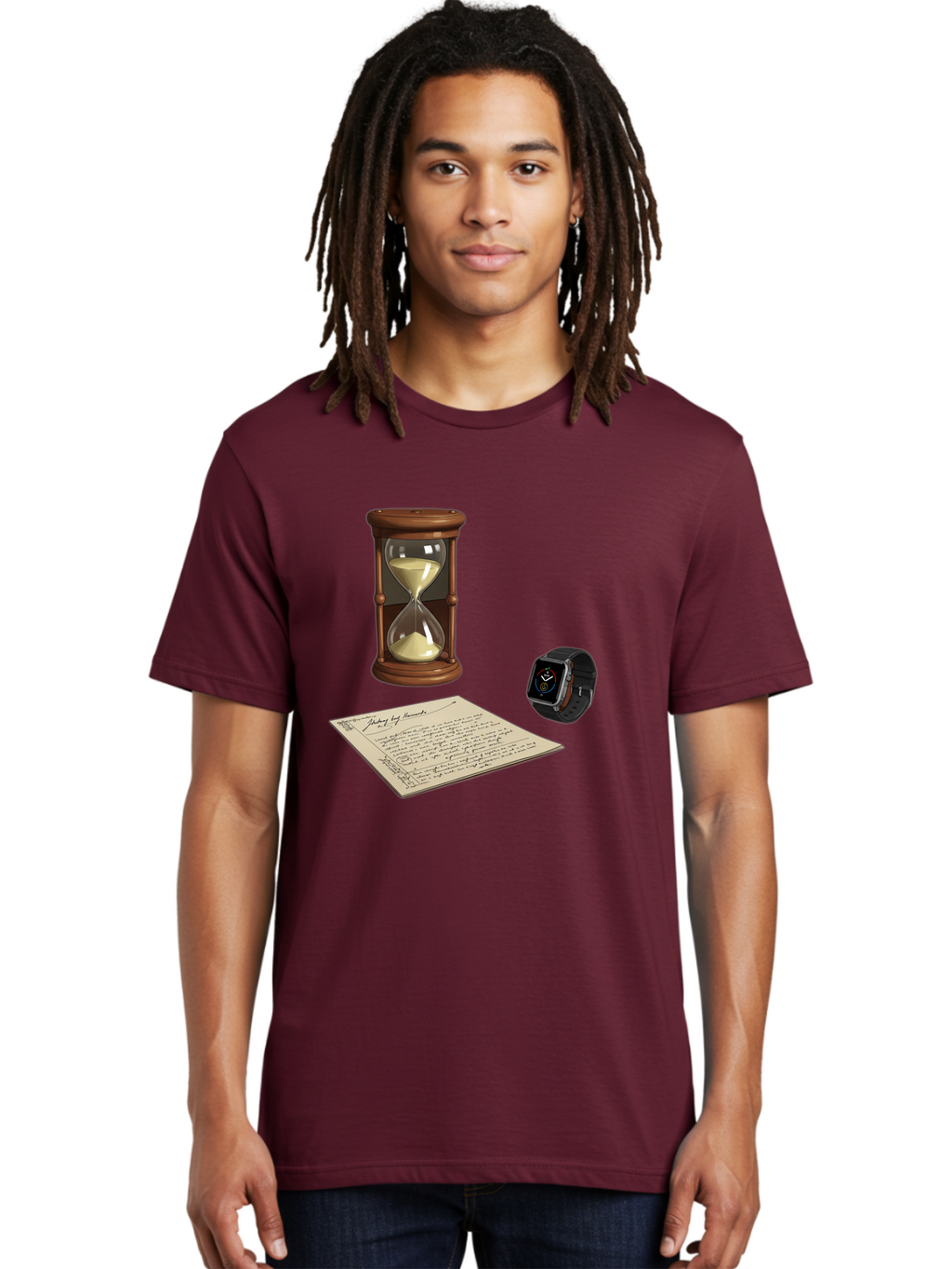 Hourglass-Watch-Letter Men'S Graphic Tee, 100% Cotton, Comfortable Casual Summer Wear, Machine Washable, Vintage Camera, Old Camera, Antique Camera, Black Camera, Classic Photography, Photography Equipment, Nostalgic Device, Film Camera, Bag597