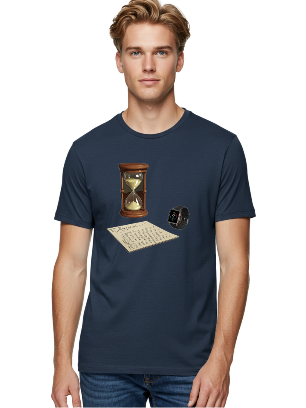 Hourglass-Watch-Letter Men'S Graphic Tee, 100% Cotton, Comfortable Casual Summer Wear, Machine Washable, Vintage Camera, Old Camera, Antique Camera, Black Camera, Classic Photography, Photography Equipment, Nostalgic Device, Film Camera, Bag597